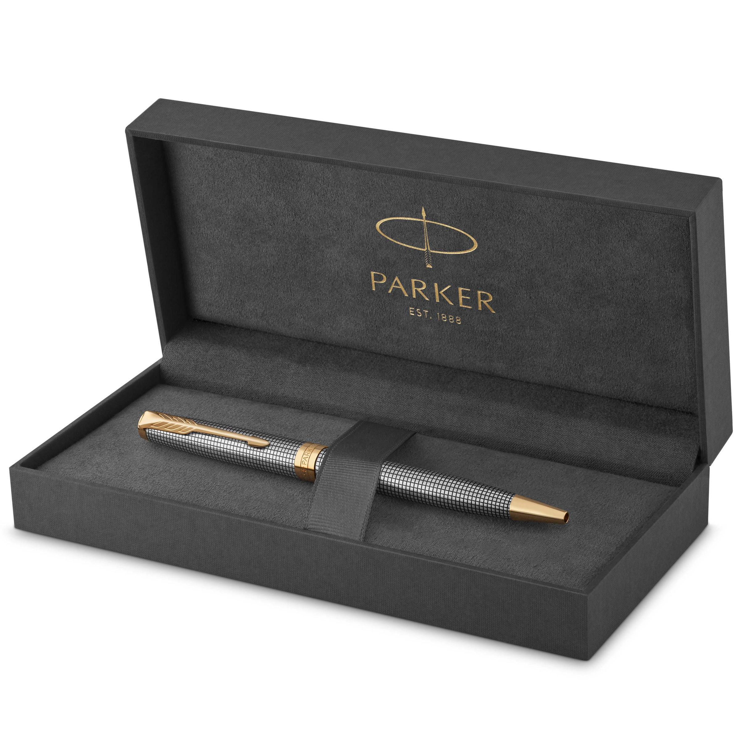 Parker Sonnet Cisele Silver Grid Gold Trim Ballpoint - Pencraft the boutique