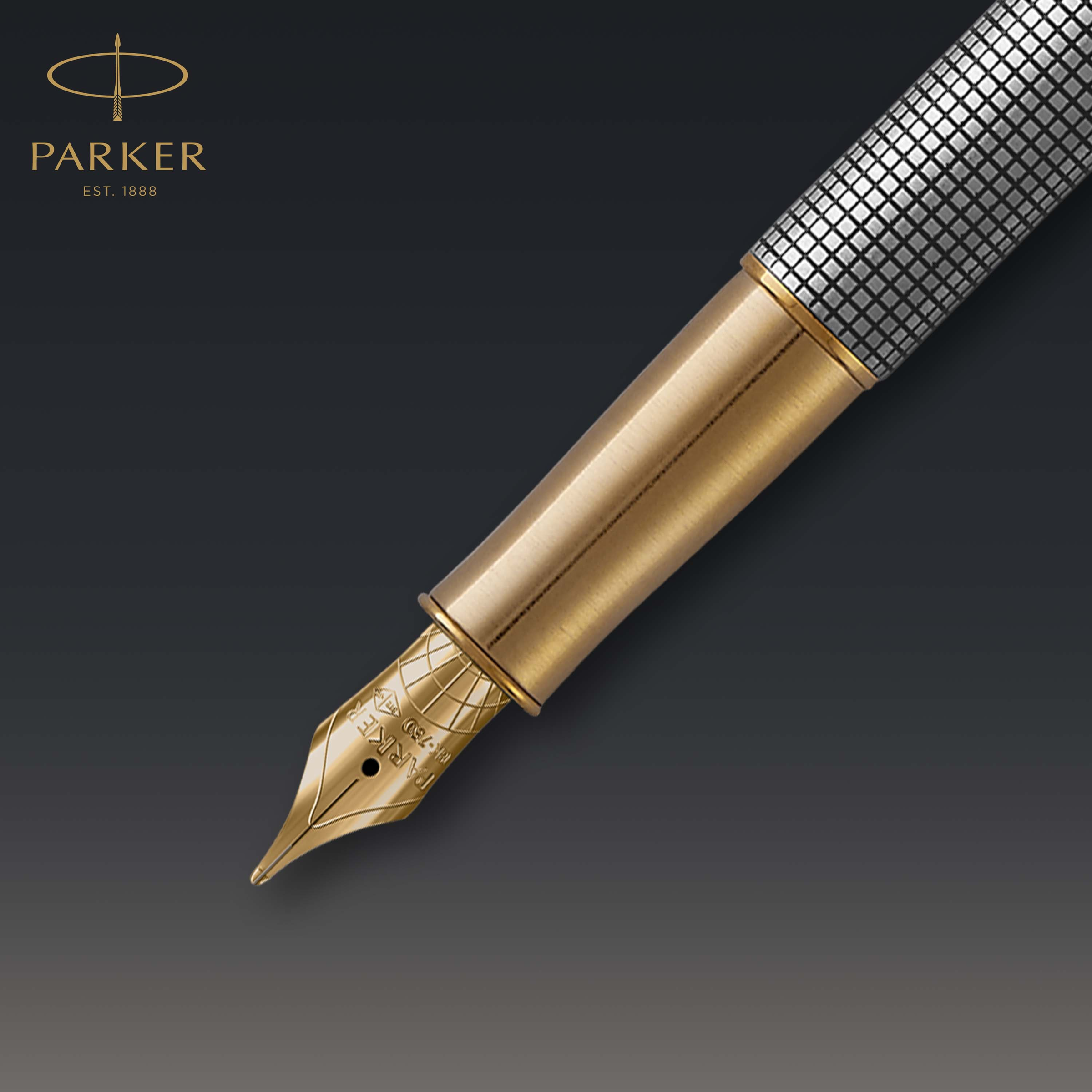 Parker Sonnet Cisele Silver Grid Gold Trim Fountain Pen - Pencraft the boutique