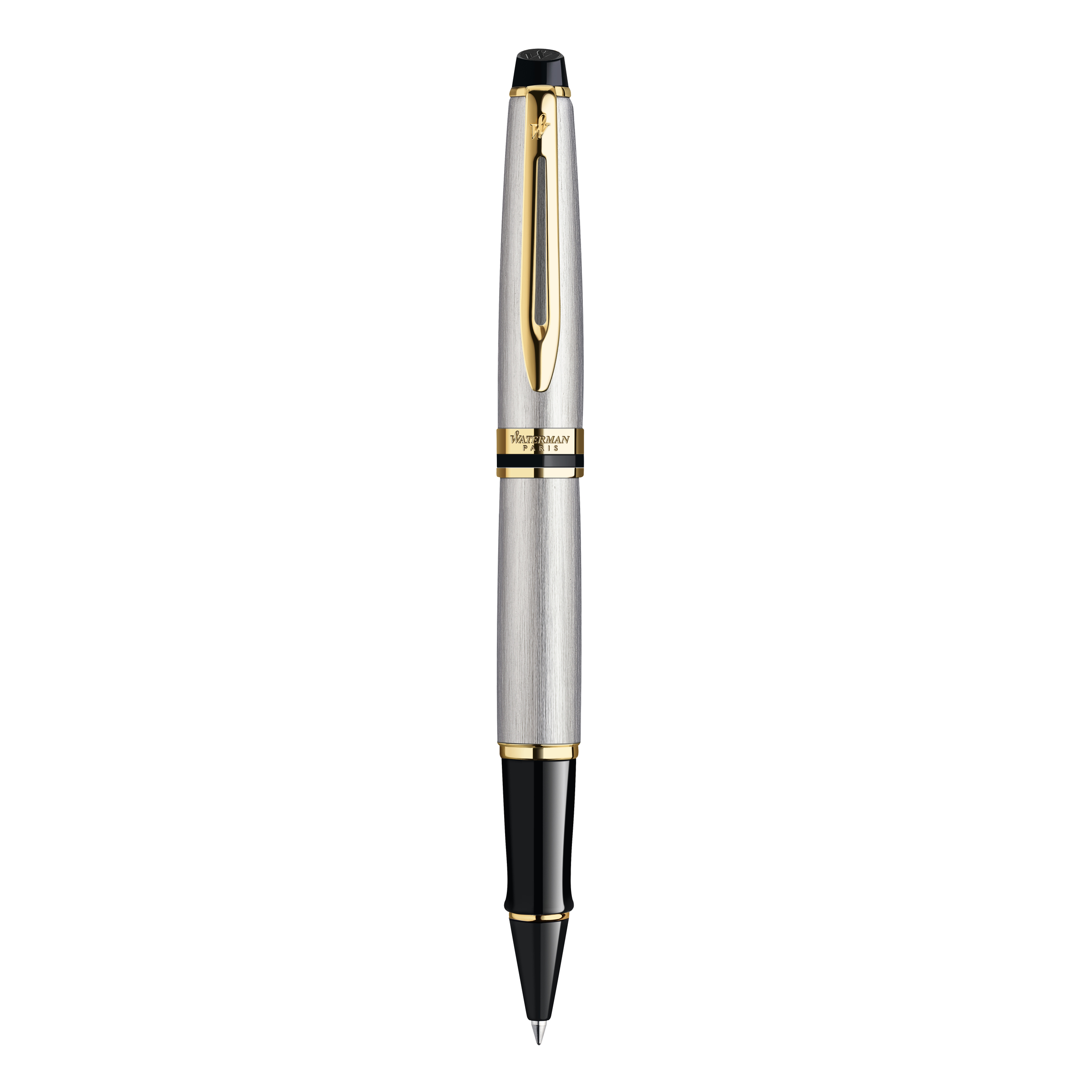 Waterman Expert Stainless Steel Gold Trim Rollerball - Pencraft the boutique