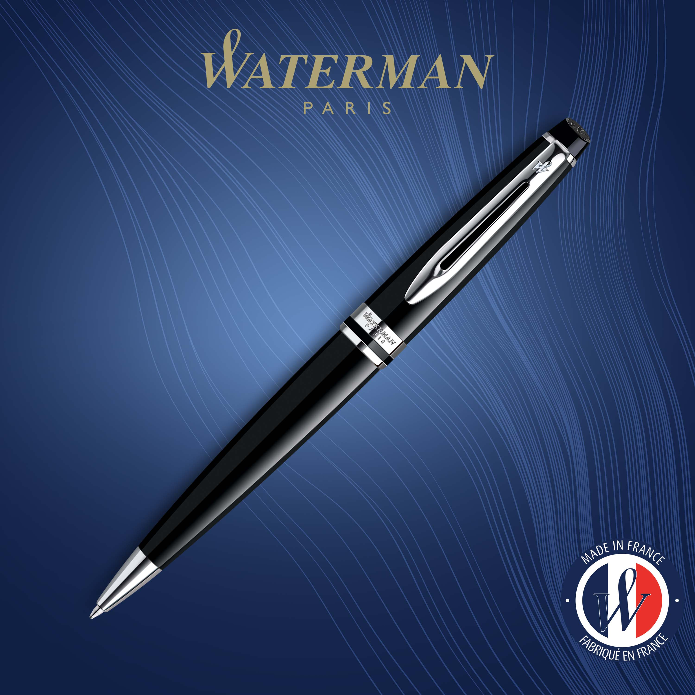 Waterman Expert Black Lacquer Chrome Trim Ballpoint - Pencraft the boutique