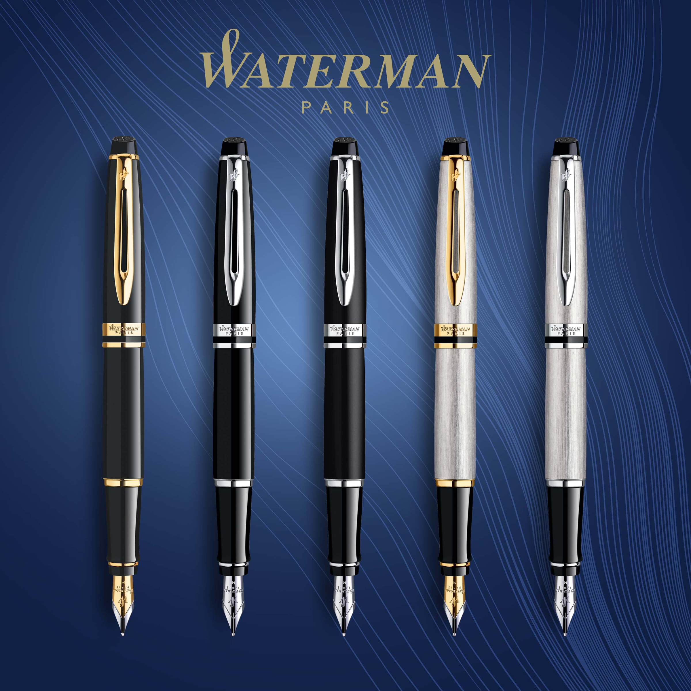 Waterman Expert Black Lacquer Chrome Trim Fountain Pen - Pencraft the boutique