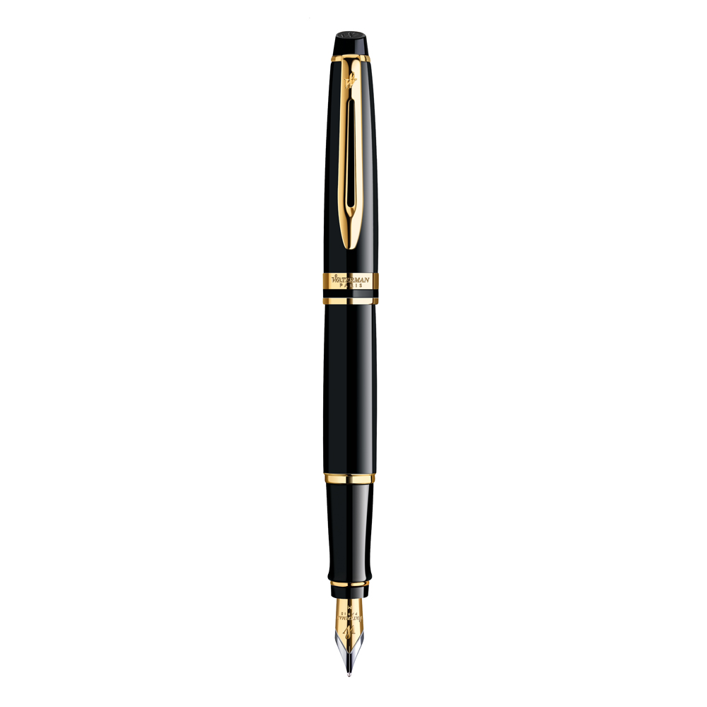 Waterman Expert Black Lacquer Gold Trim Fountain Pen - Pencraft the boutique