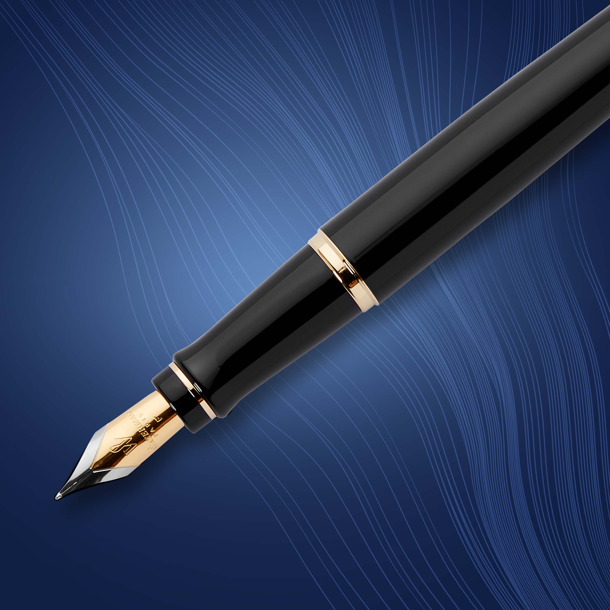 Waterman Expert Black Lacquer Gold Trim Fountain Pen - Pencraft the boutique