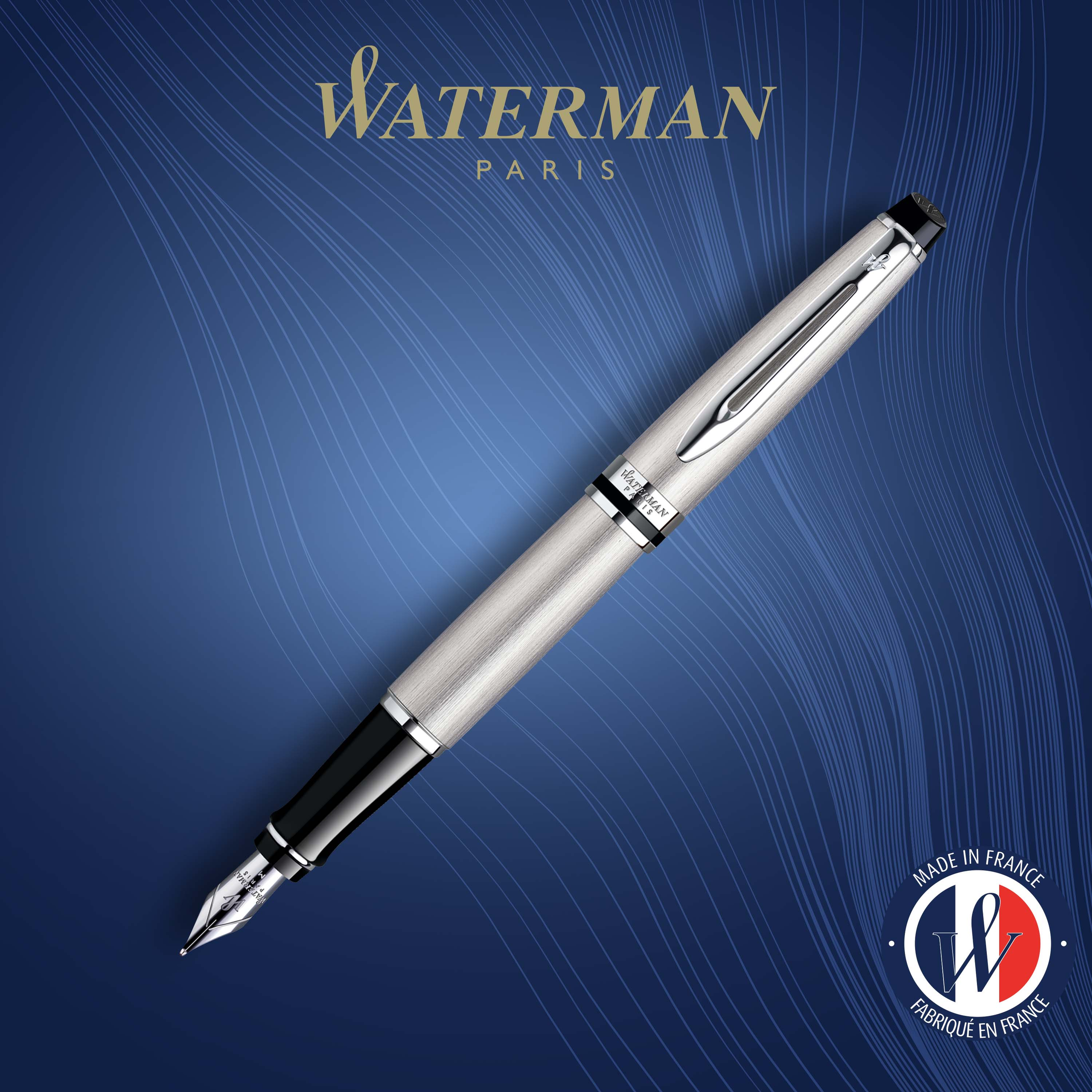 Waterman Expert Stainless Steel Chrome Trim Fountain Pen - Pencraft the boutique