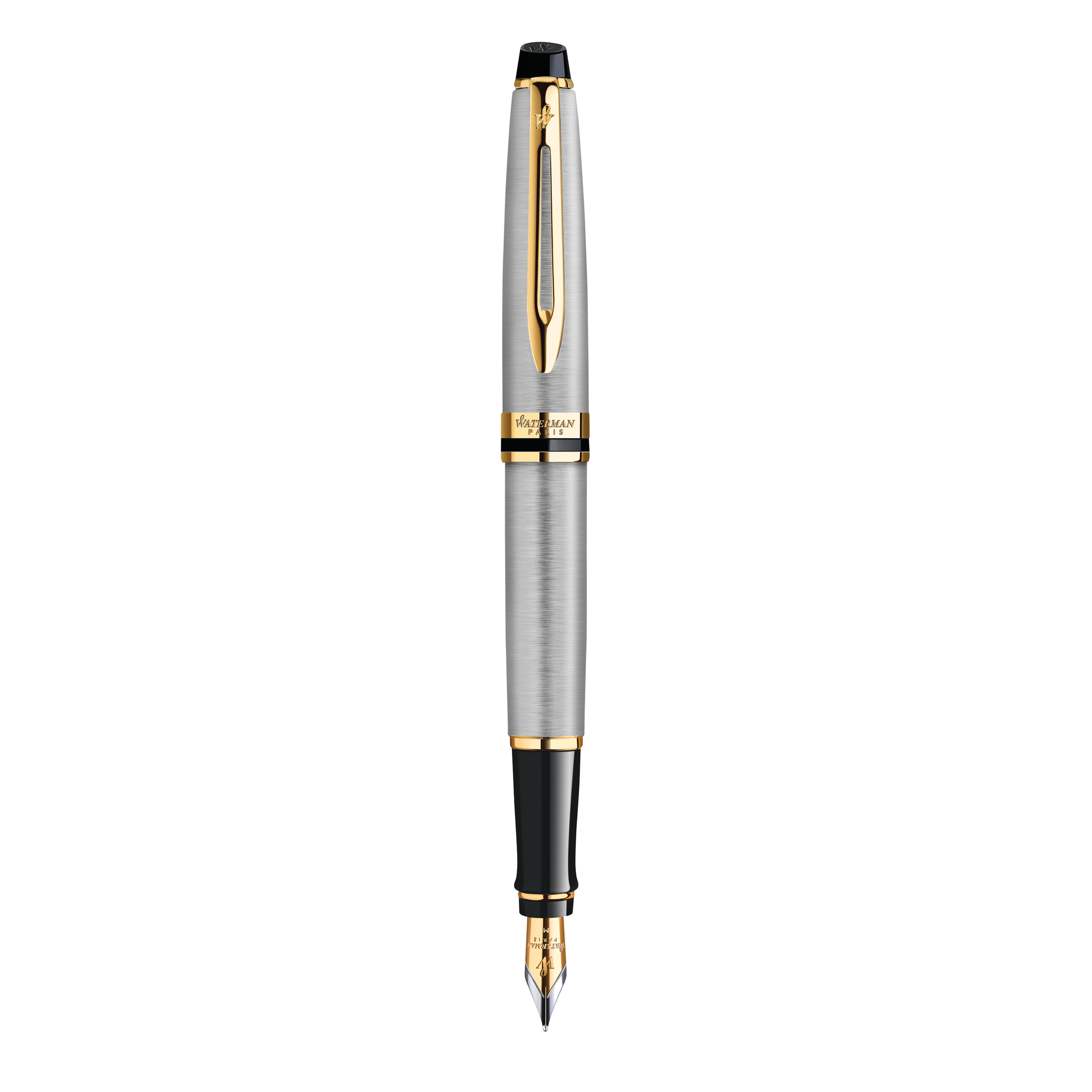 Waterman Expert Stainless Steel Gold Trim Fountain Pen