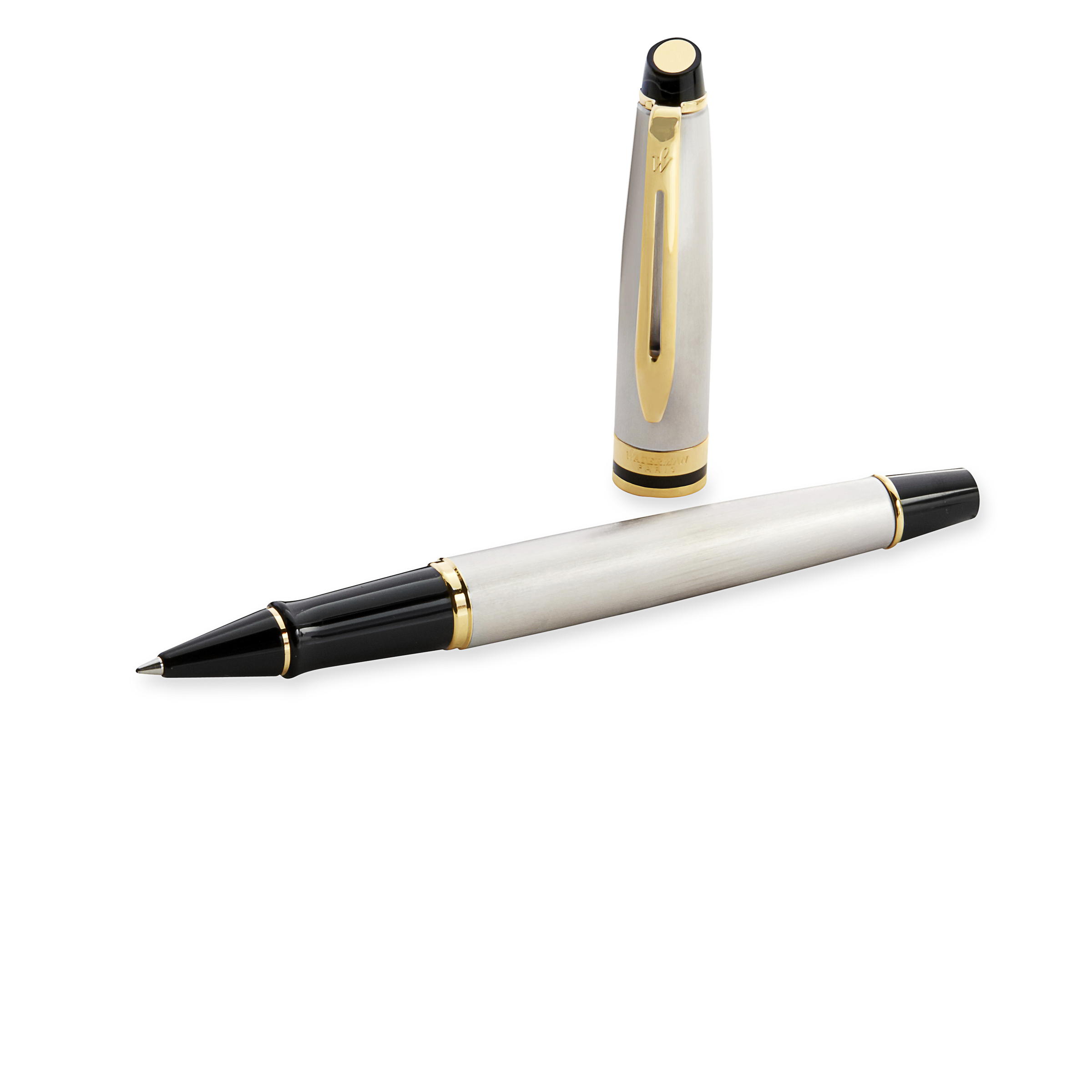 Waterman Expert Stainless Steel Gold Trim Rollerball - Pencraft the boutique