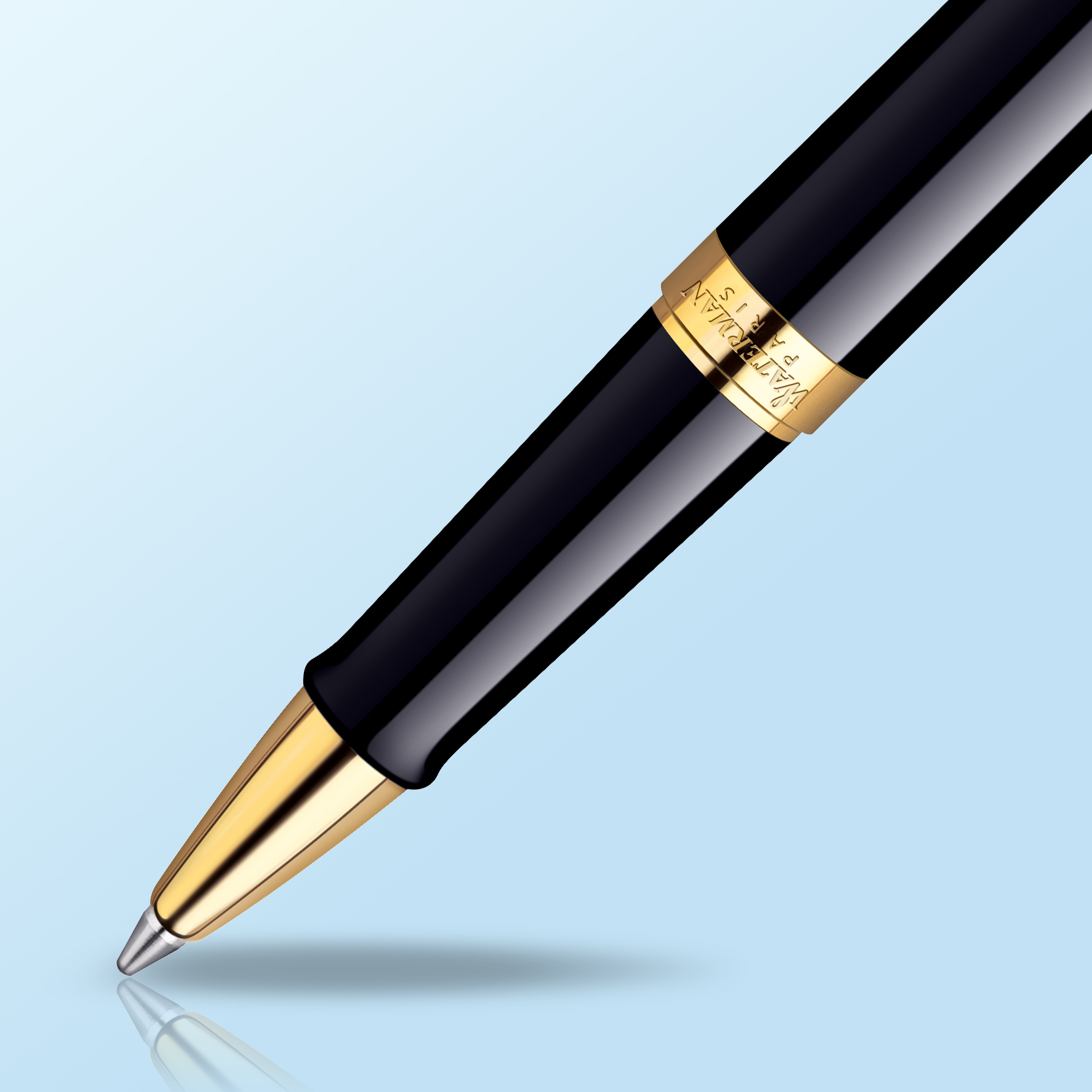 Waterman Hemisphere Black Lacquer Gold Trim Rollerball - Pencraft the boutique