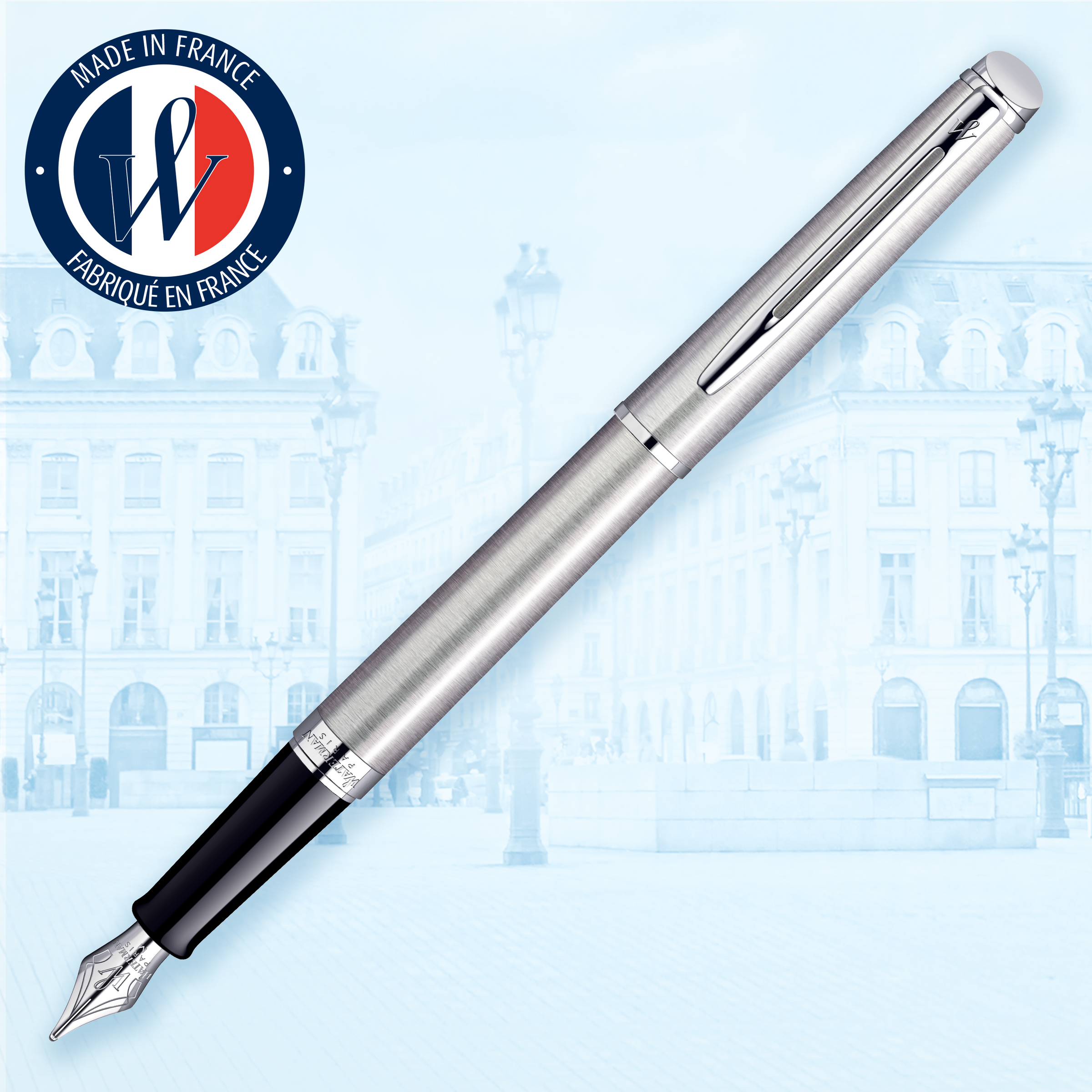 Waterman Hemisphere Stainless Steel Chrome Trim Fountain Pen - Pencraft the boutique