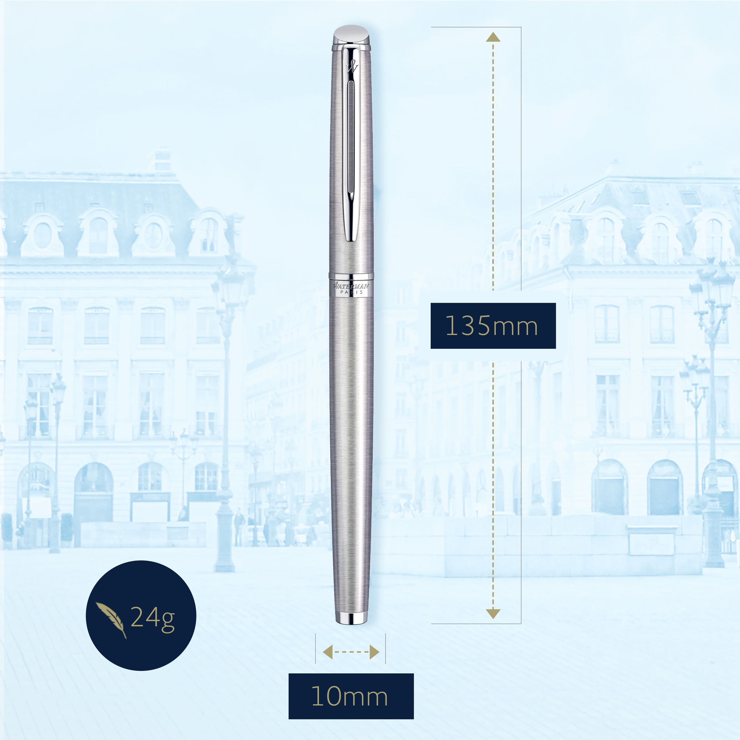 Waterman Hemisphere Stainless Steel Chrome Trim Fountain Pen - Pencraft the boutique