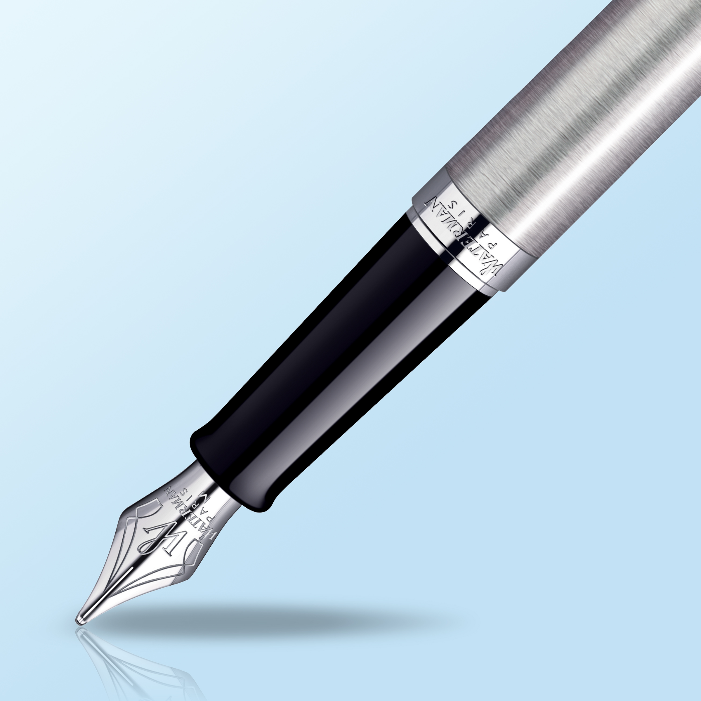 Waterman Hemisphere Stainless Steel Chrome Trim Fountain Pen - Pencraft the boutique