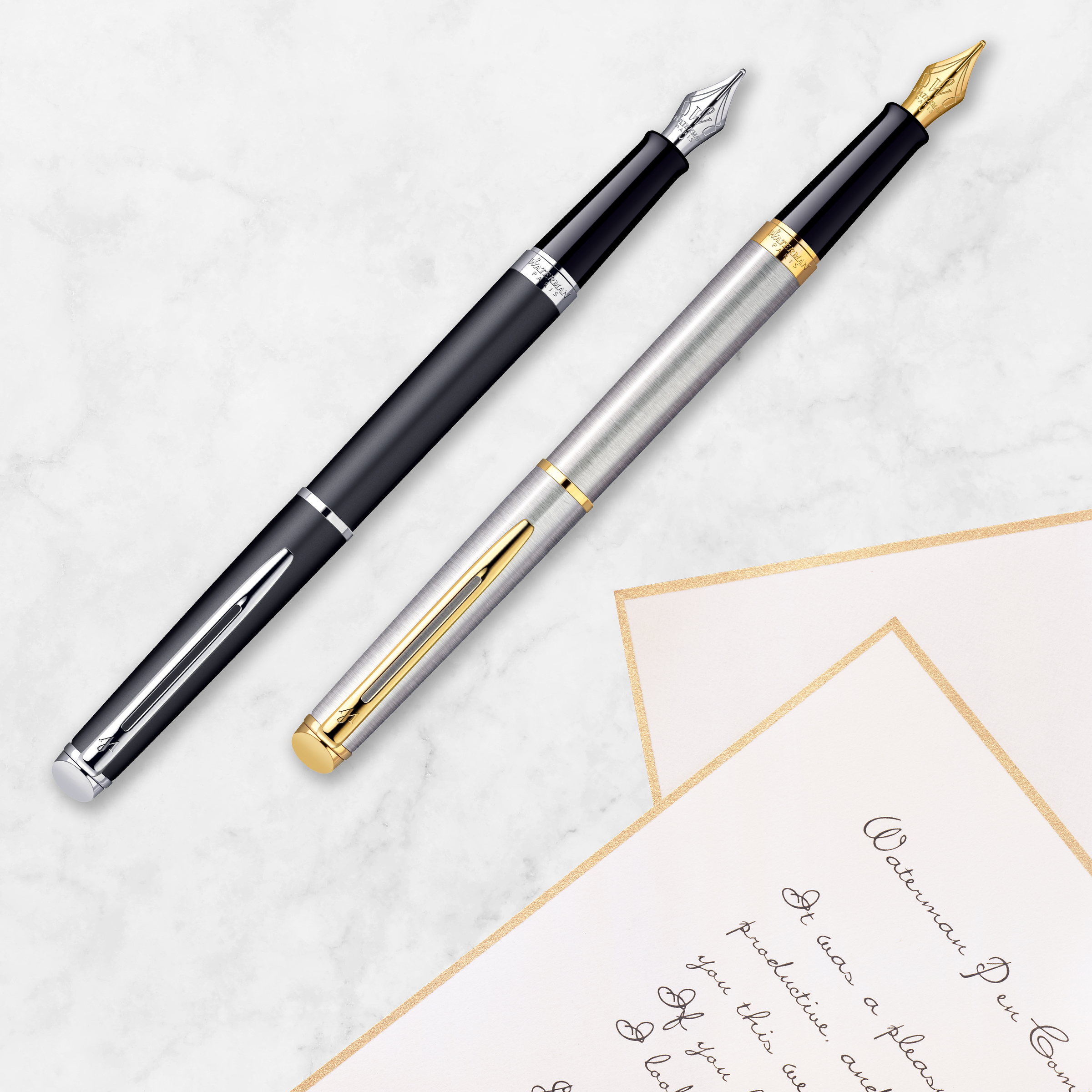 Waterman Hemisphere Stainless Steel Chrome Trim Fountain Pen - Pencraft the boutique