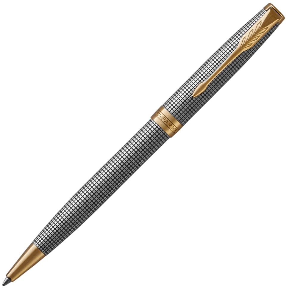 Parker Sonnet Cisele Silver Grid Gold Trim Ballpoint - Pencraft the boutique