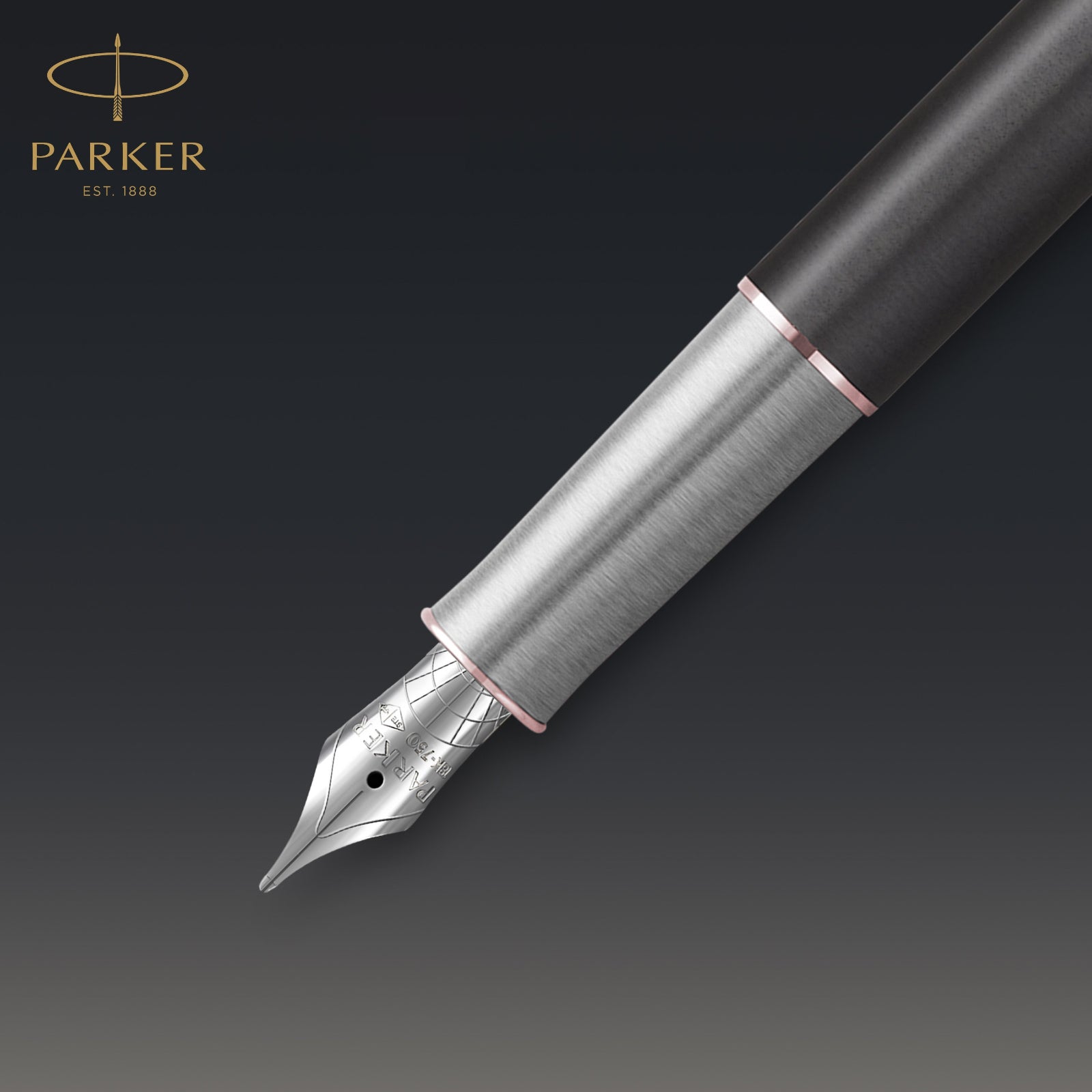 Parker Sonnet Metal and Grey Pink Gold Trim Fountain Pen - Pencraft the boutique