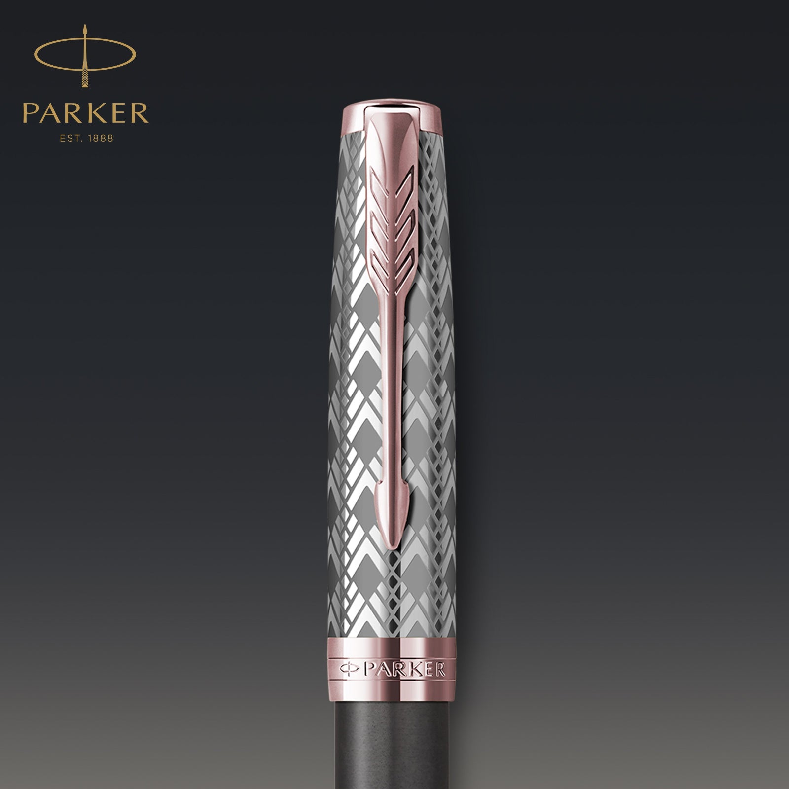 Parker Sonnet Metal and Grey Pink Gold Trim Fountain Pen - Pencraft the boutique