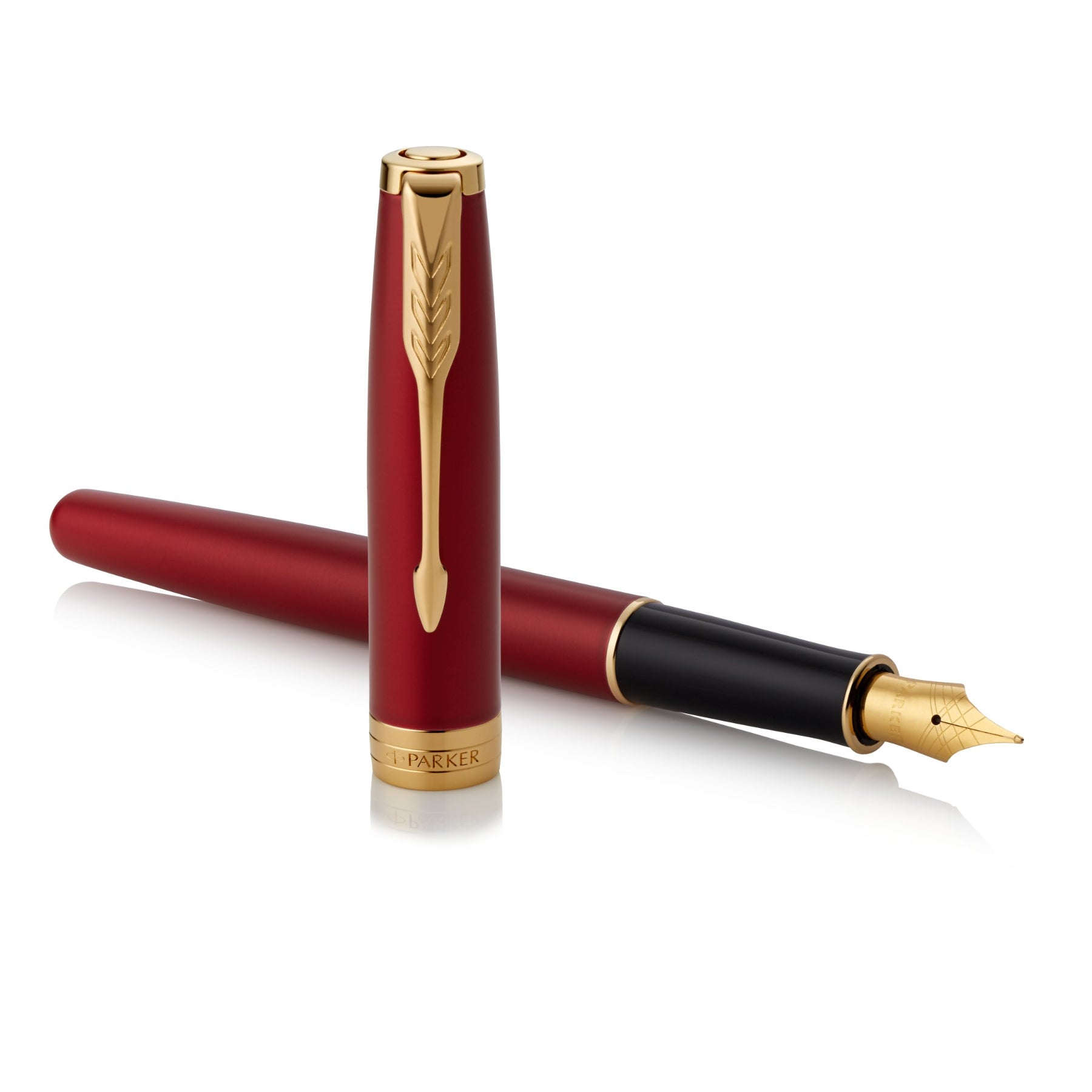 Parker Sonnet Red Lacquer Gold Trim Fountain Pen - Pencraft the boutique