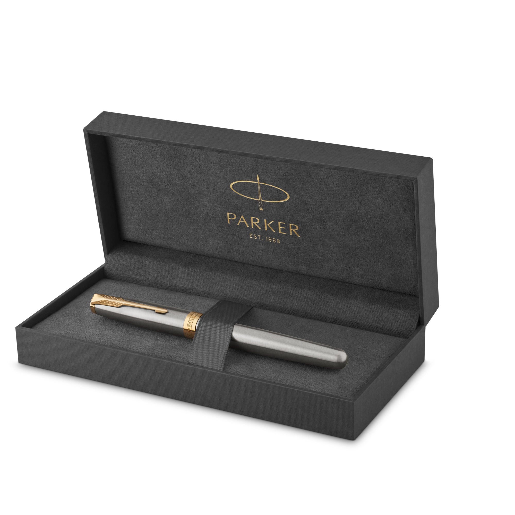 Parker Sonnet Stainless Steel Gold Trim Rollerball - Pencraft the boutique