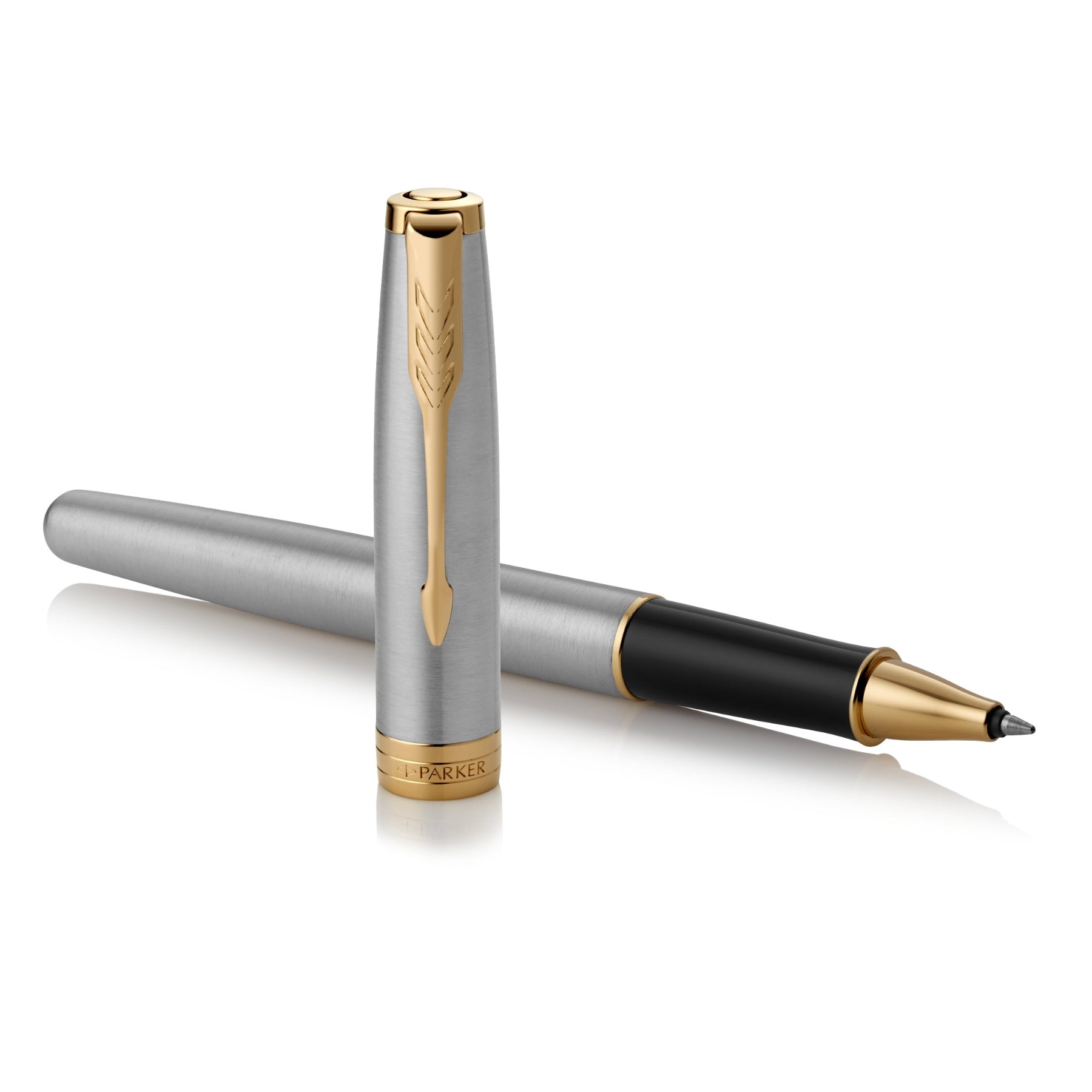 Parker Sonnet Stainless Steel Gold Trim Rollerball - Pencraft the boutique