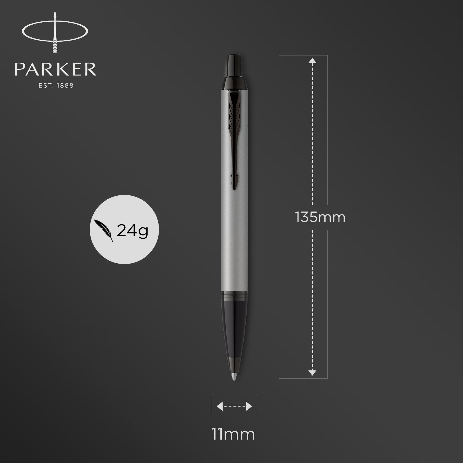 PARKER IM Monochrome Matte Grey Black Trim Ballpoint - Pencraft the boutique