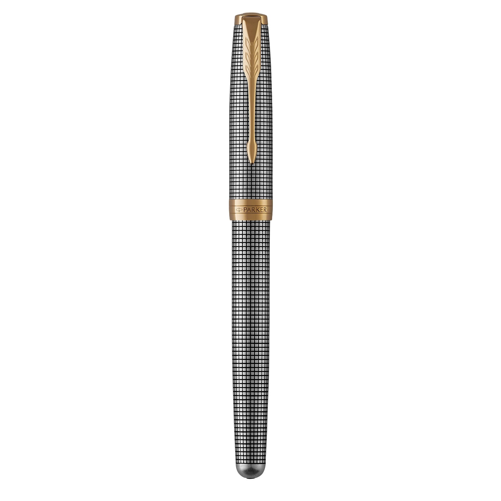 Parker Sonnet Cisele Silver Grid Gold Trim Fountain Pen - Pencraft the boutique