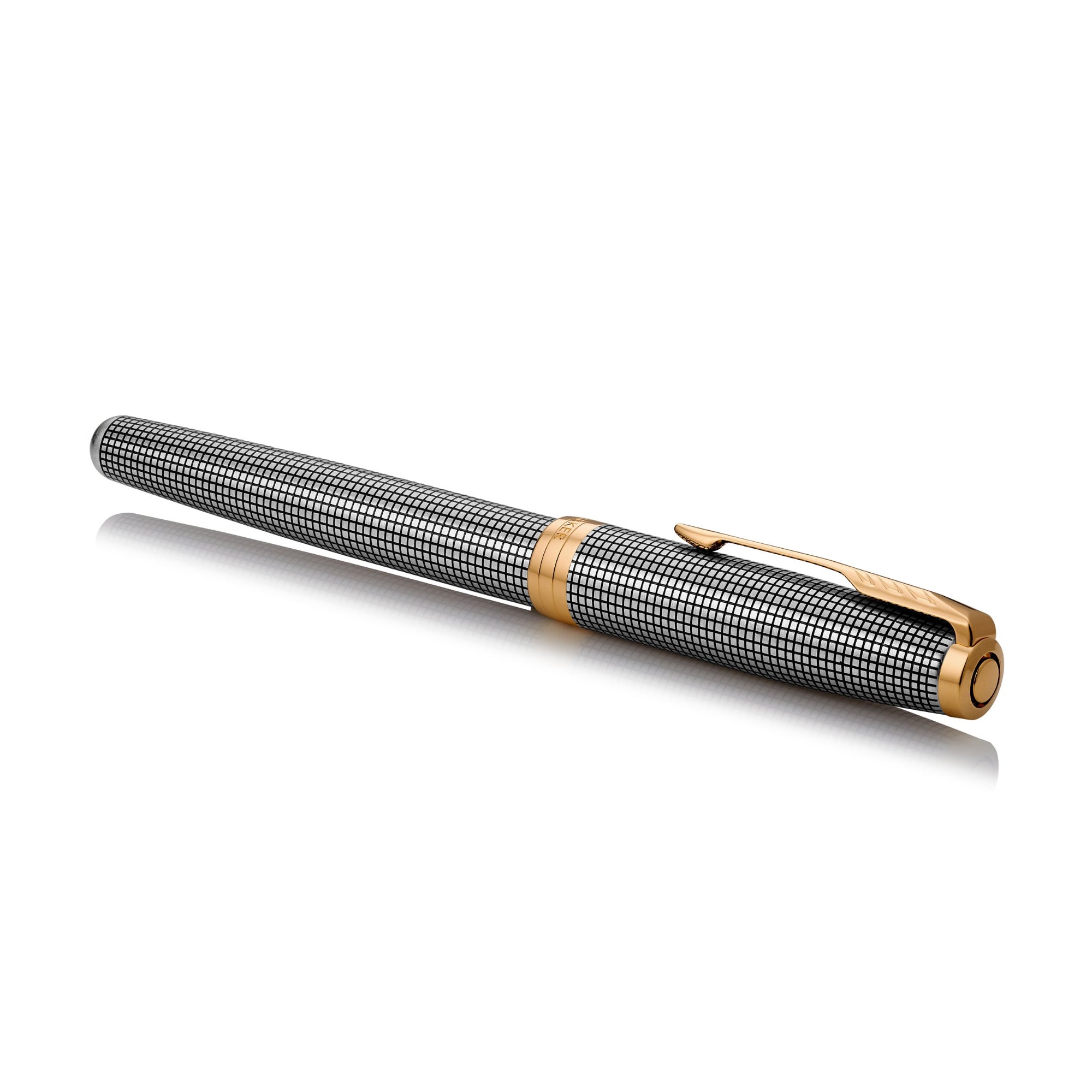 Parker Sonnet Cisele Silver Grid Gold Trim Fountain Pen - Pencraft the boutique