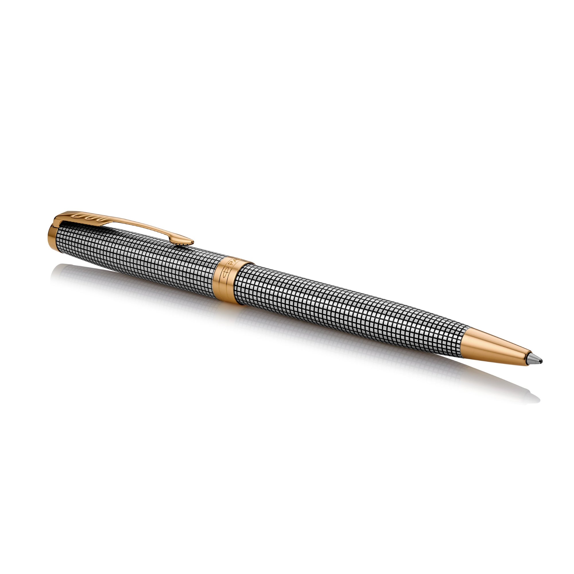 Parker Sonnet Cisele Silver Grid Gold Trim Ballpoint - Pencraft the boutique