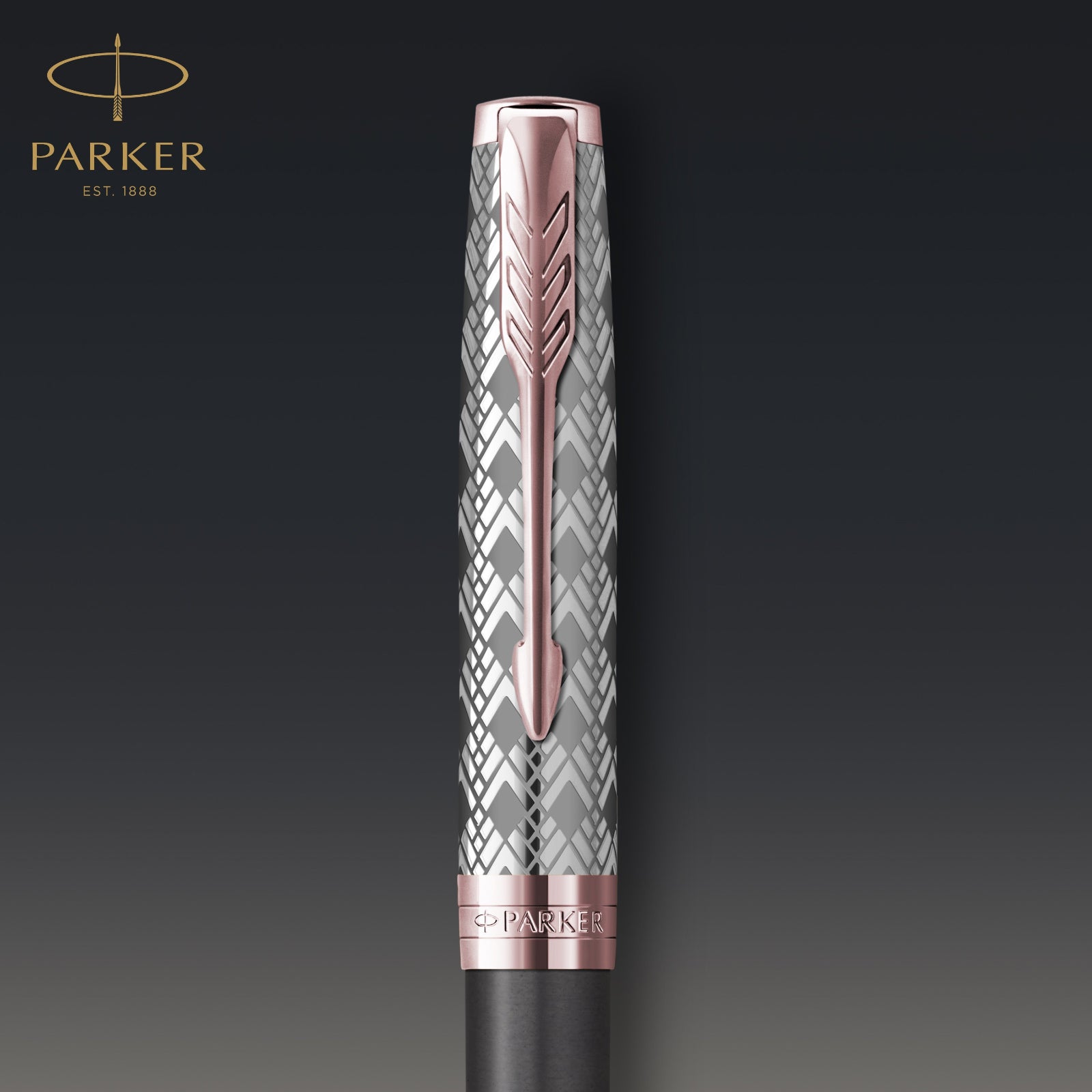 Parker Sonnet Metal and Grey Pink Gold Trim Ballpoint - Pencraft the boutique