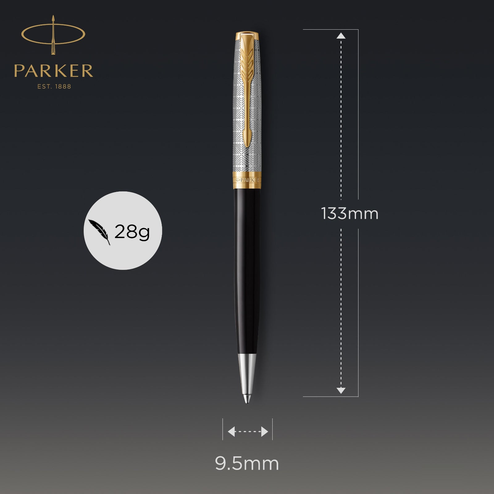 Parker Sonnet Metal and Black Lacquer Gold Trim Ballpoint - Pencraft the boutique