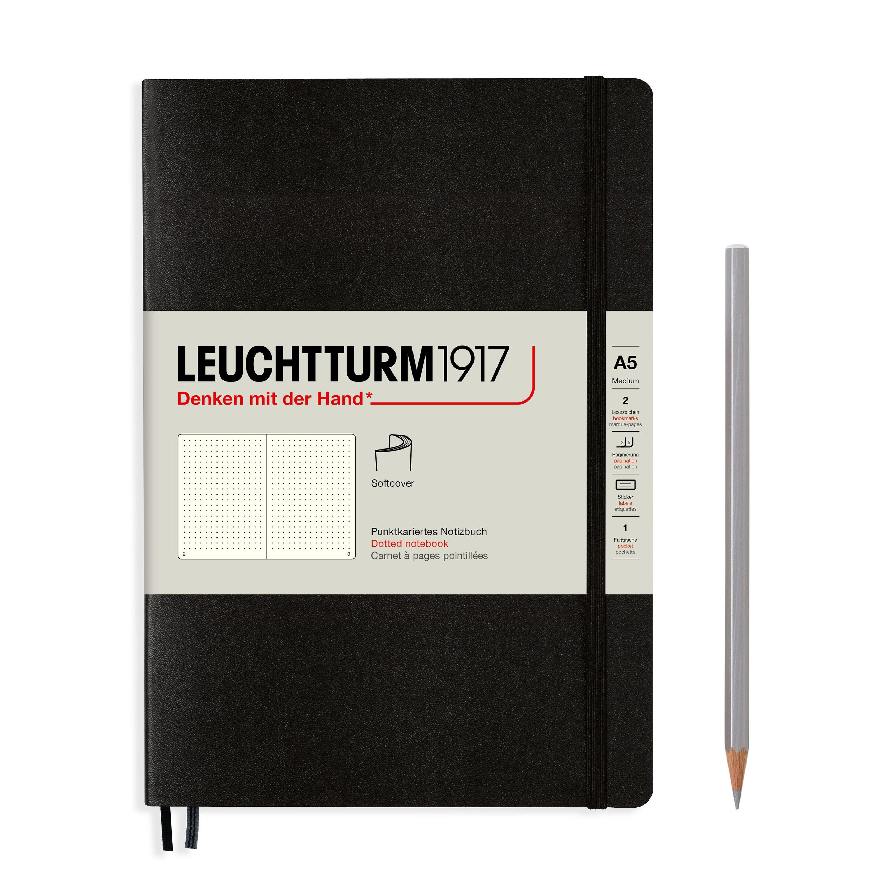 Leuchtturm1917 Notebook Softcover Medium (A5) Dotted Black - Pencraft the boutique