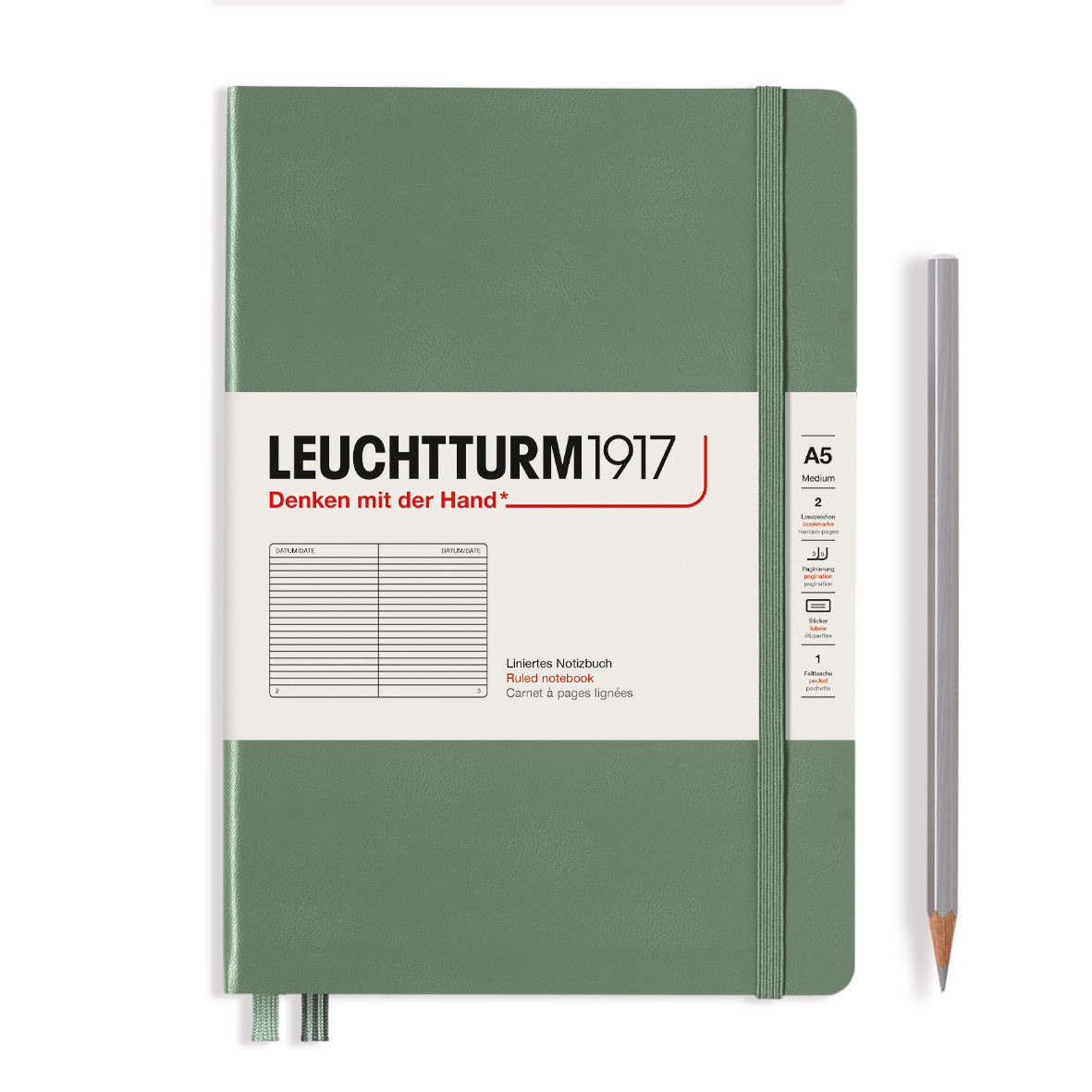 Leuchtturm1917 Notebook Medium (A5) Ruled Olive - Pencraft the boutique