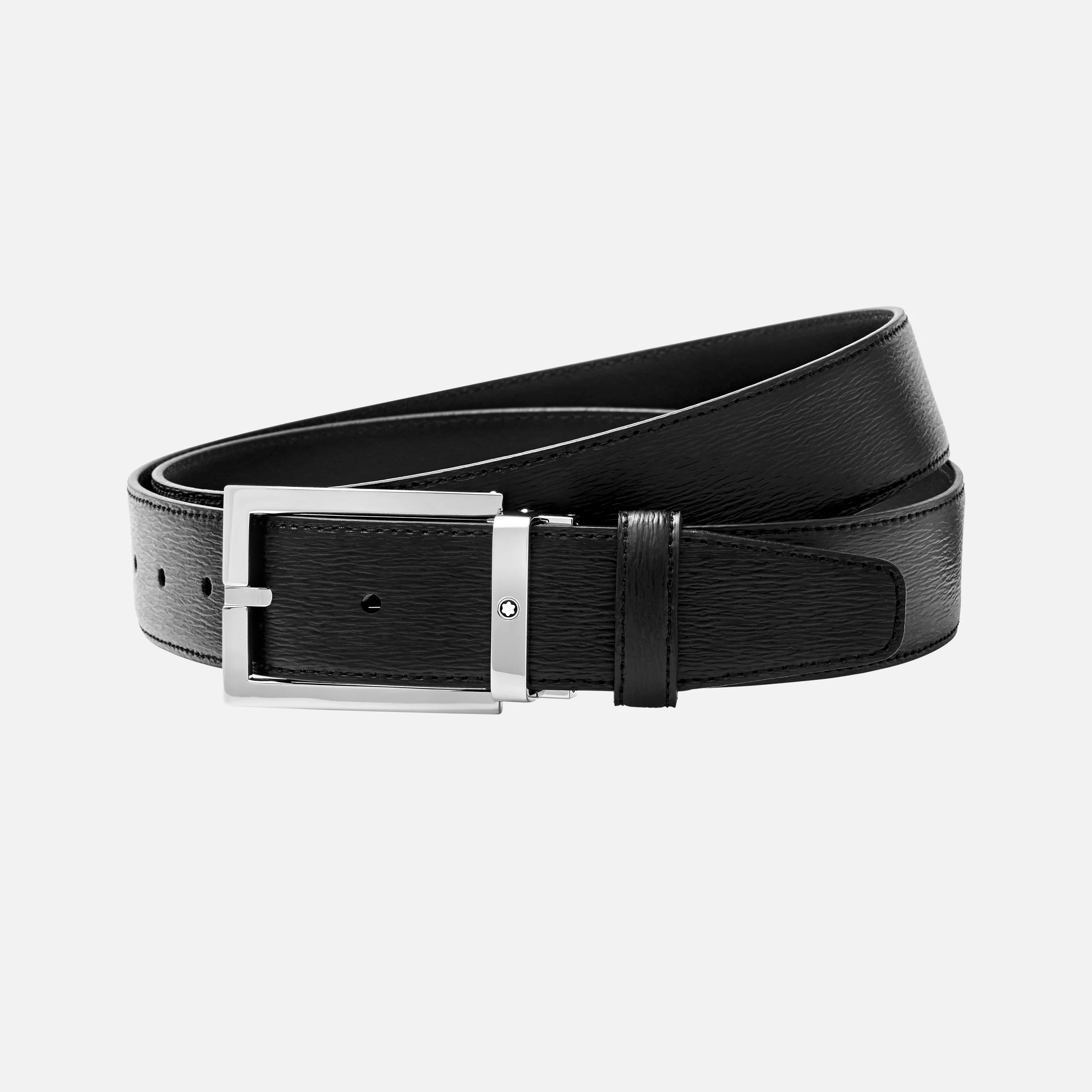 Montblanc Belt Rectangular Stainless Steel Buckle Westside Leather Black 35mm - Pencraft the boutique