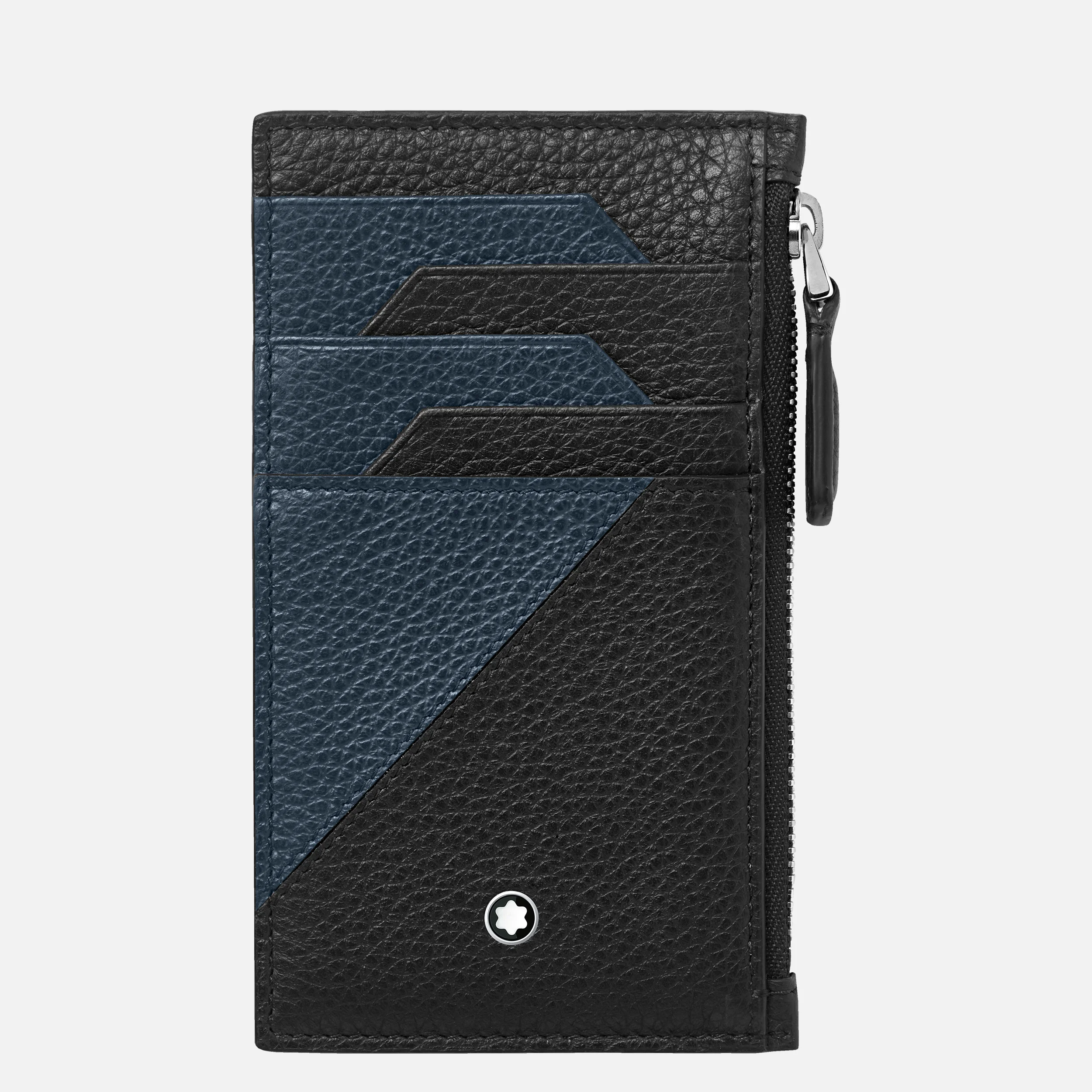 Montblanc Meisterstuck Soft Grain Geometry Pocket 5cc with Zip Black/Blue - Pencraft the boutique