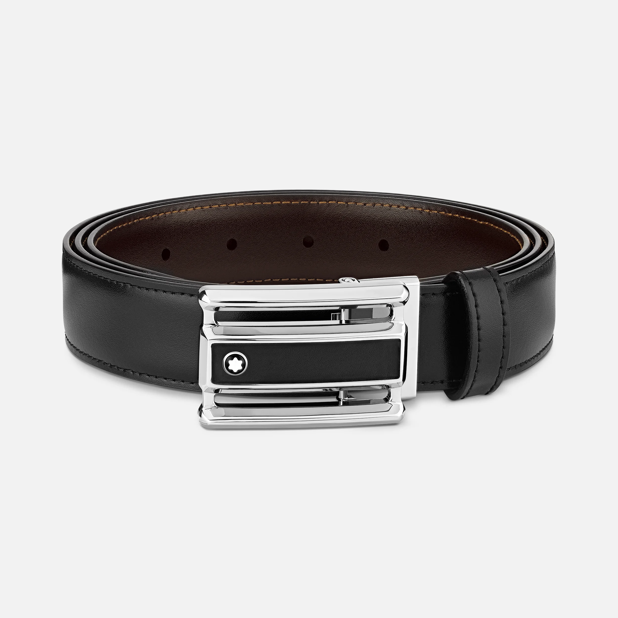 Montblanc BLACK BROWN 30 MM REVERSIBLE LEATHER BELT - Pencraft the boutique