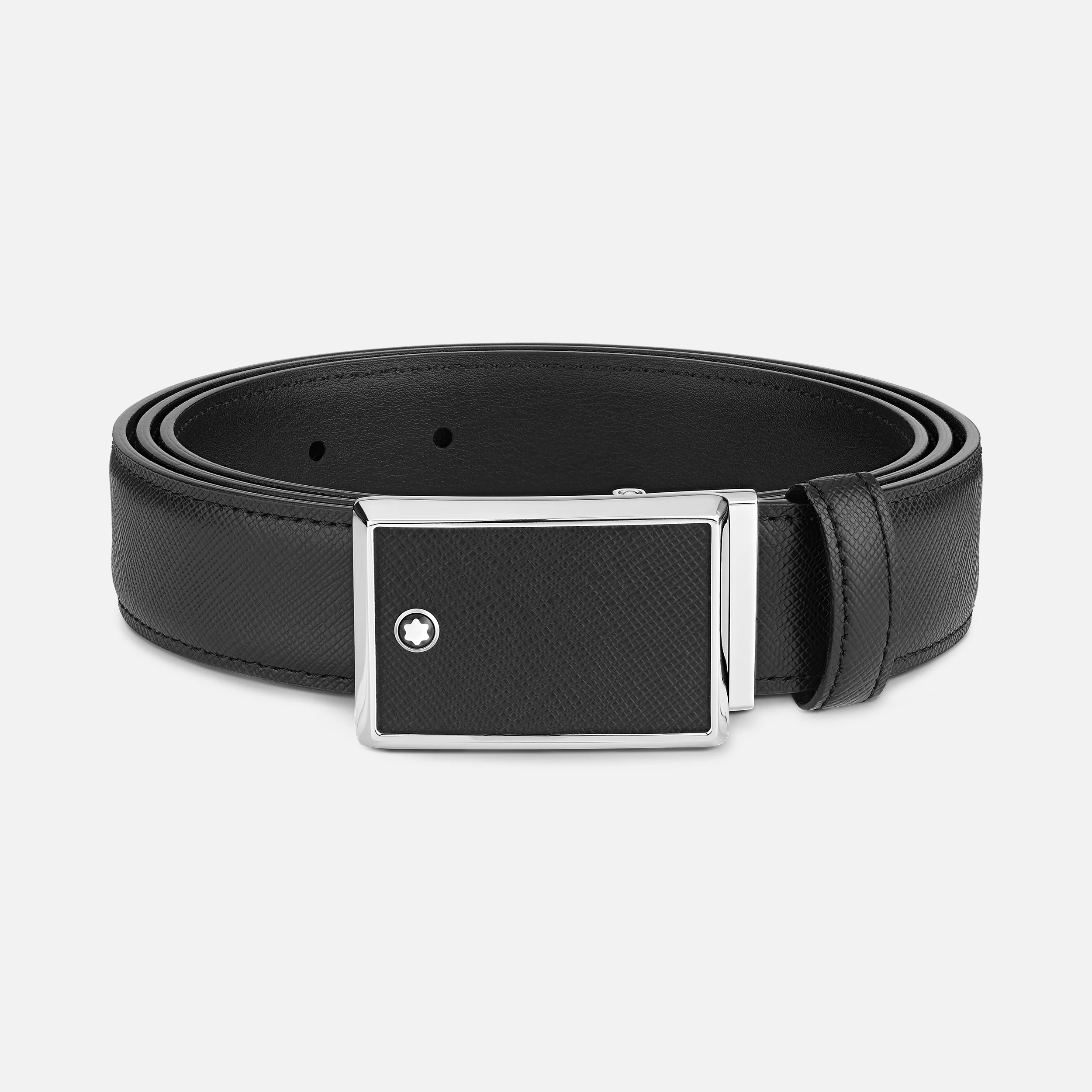 Montblanc Black Safflano 30 MM LEATHER BELT - Pencraft the boutique