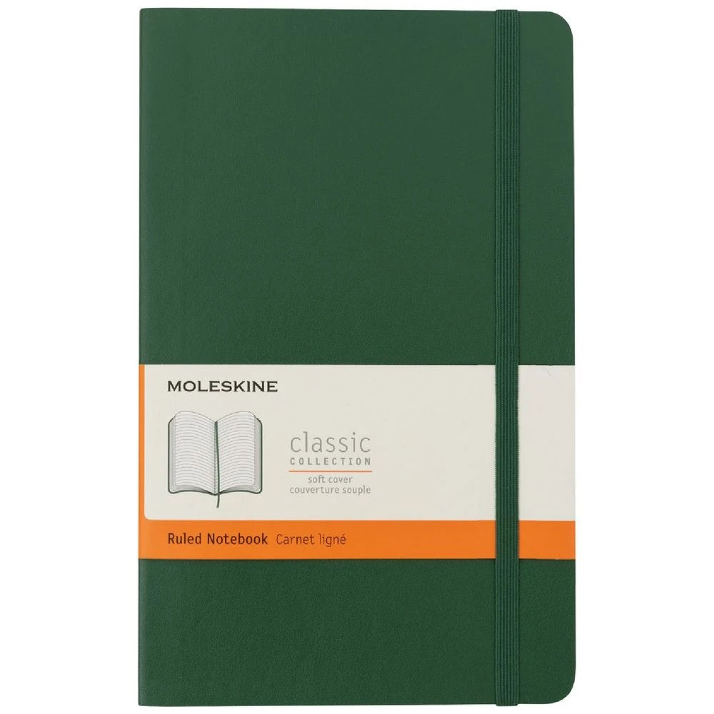 Moleskine Classic Soft Cover Notebook Ruled Large Myrtle Green