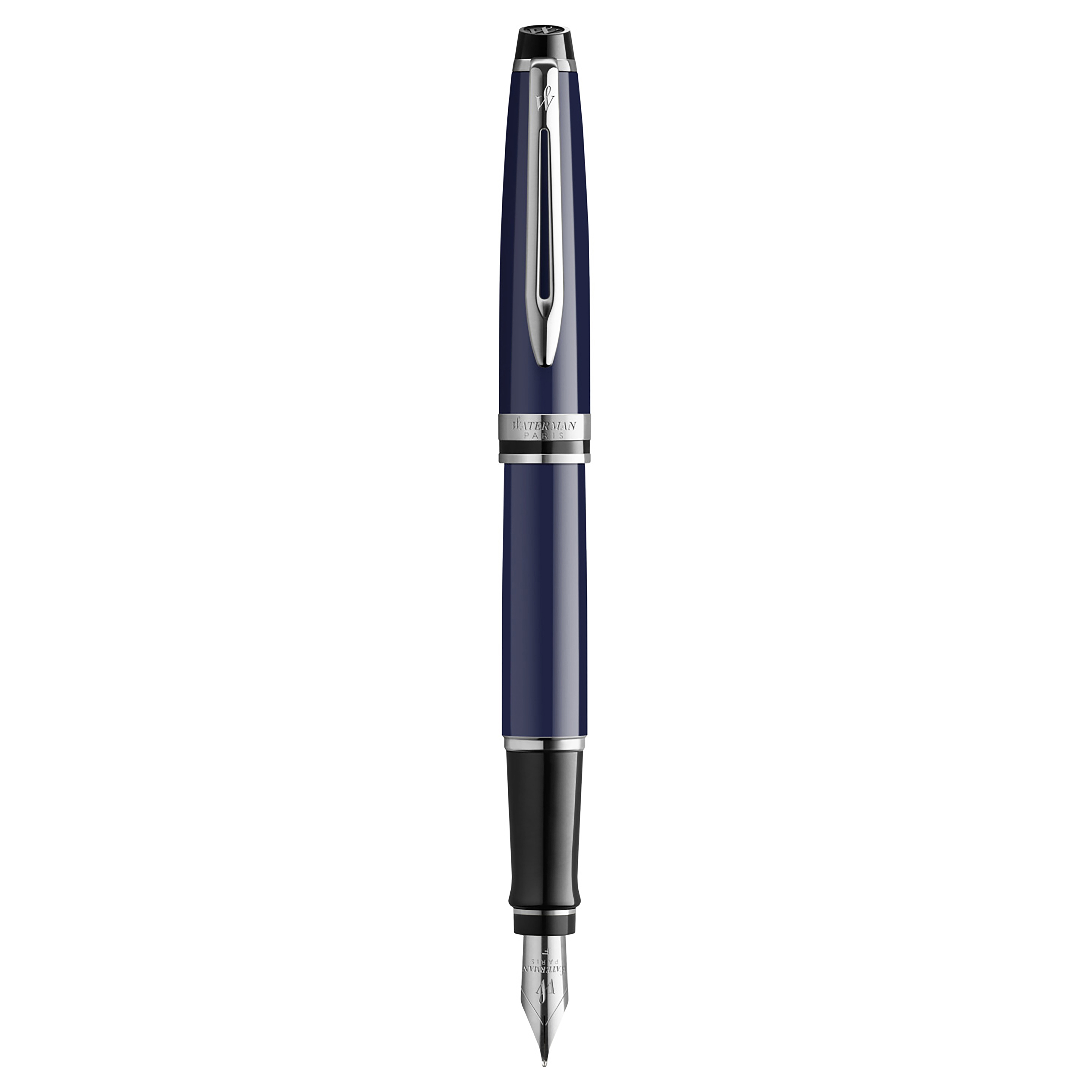 Waterman Expert24 Blue Chrome Trim Fountain - Medium