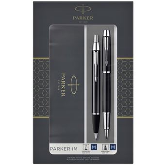 Parker IM Black Chrome Trim Fountain Pen Ballpoint Pen Gift Set