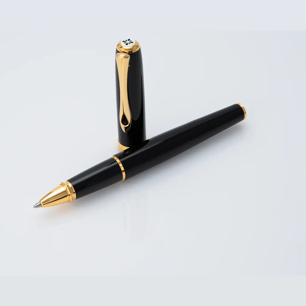 Diplomat Excellence A2 Black Gold Trim Rollerball - Pencraft the boutique