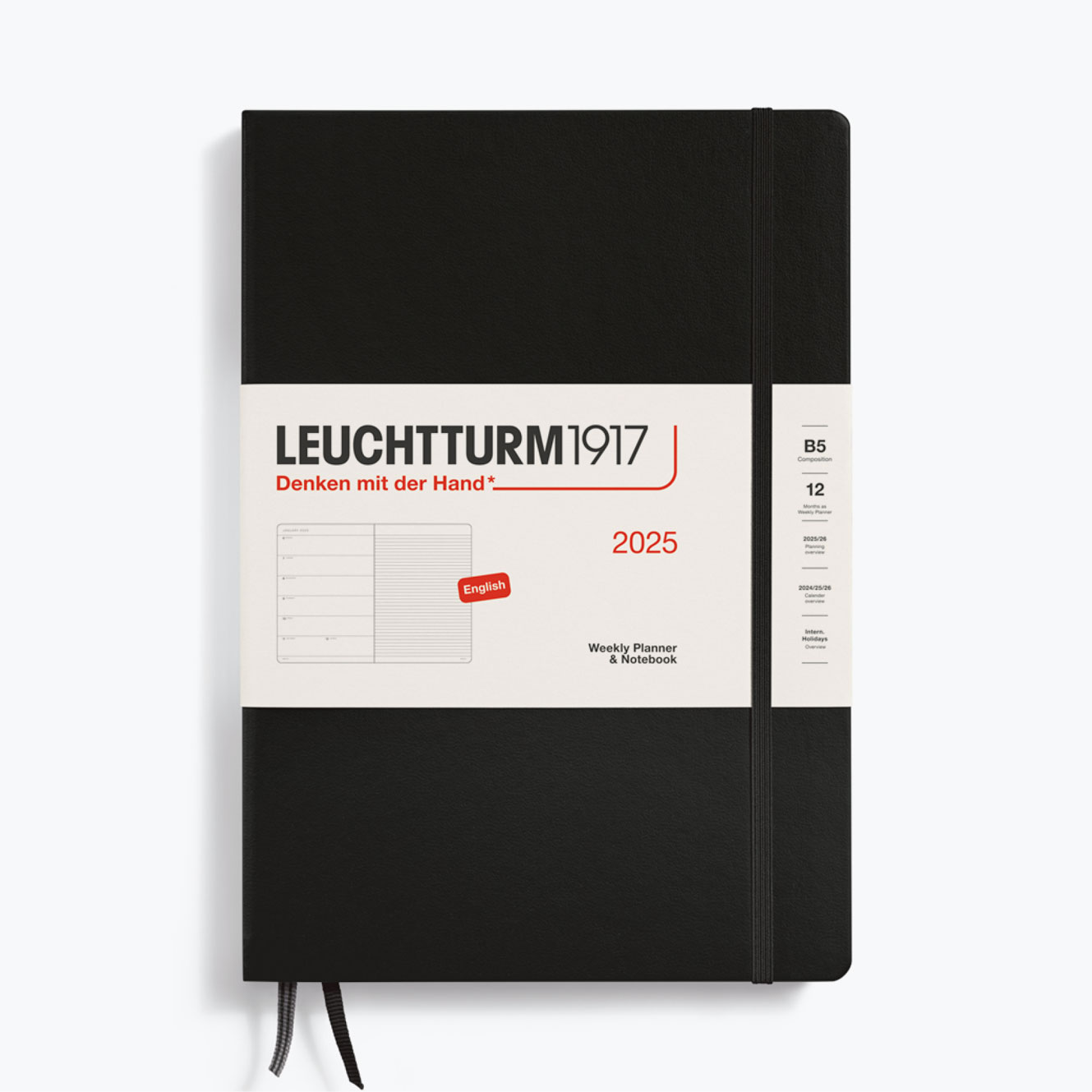 Leuchtturm1917 Weekly Planner & Notebook Hard Cover B5 2025 Black