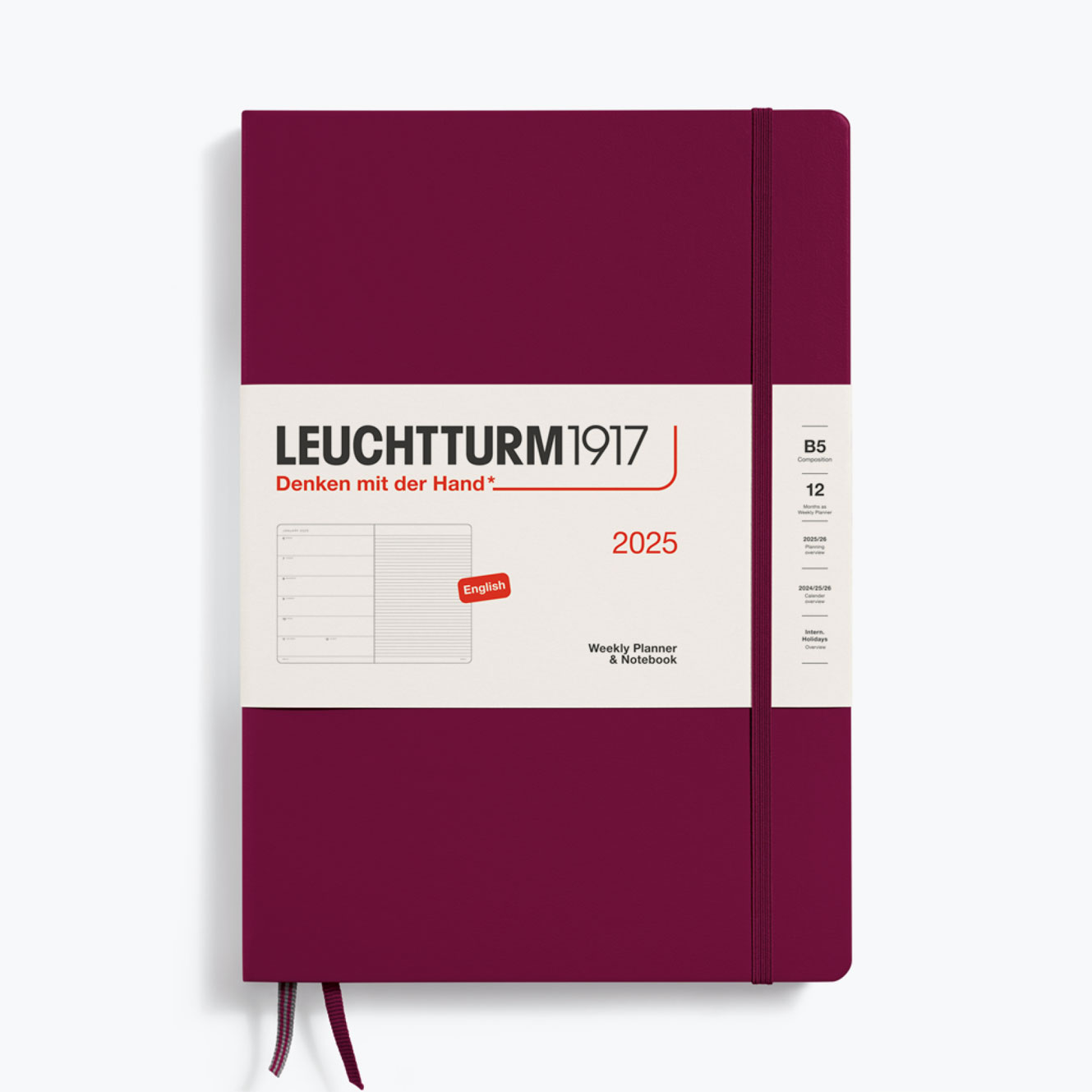 Leuchtturm1917 Weekly Planner & Notebook Hard Cover B5 2025 Port Red