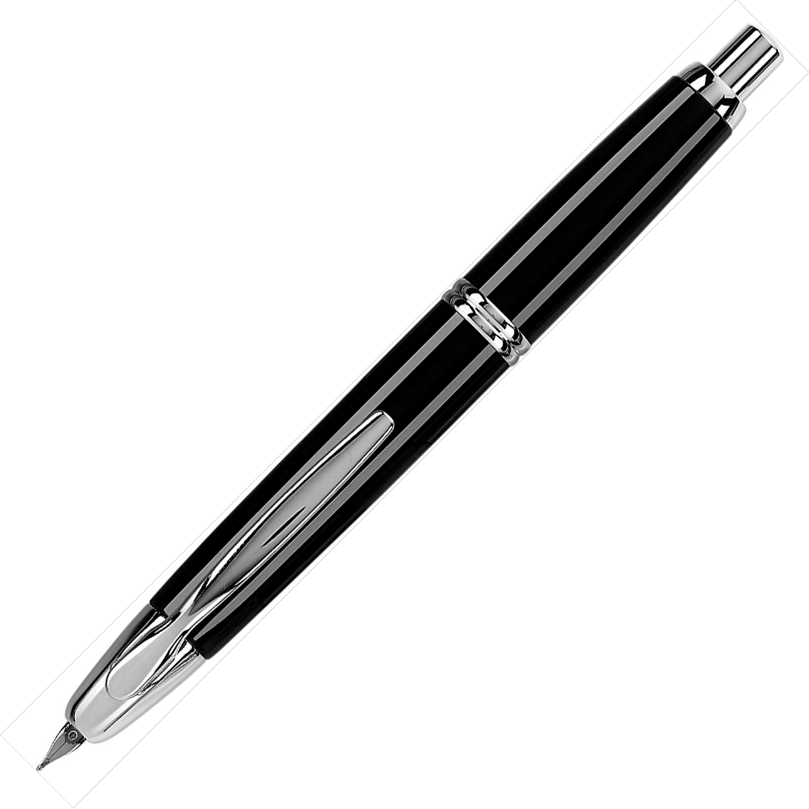 Pilot Capless Vanishing Point Black Lacquer Chrome Trim Fountain Pen