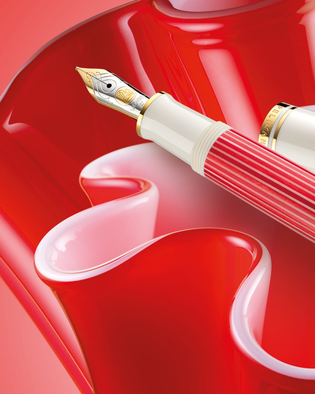 Pelikan Souverän M600 Red and White Fountain Pen - Pencraft the boutique