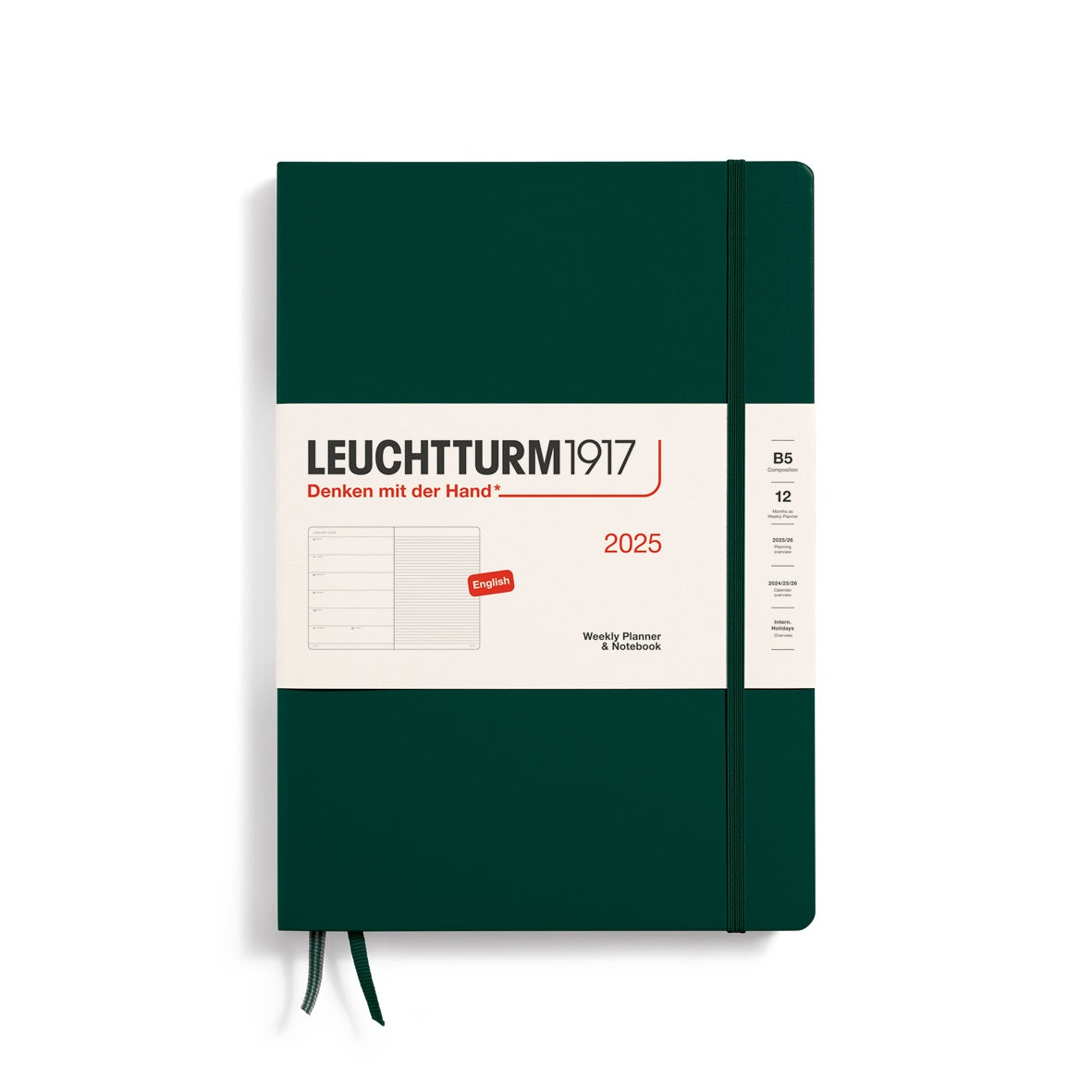 Leuchtturm1917 Weekly Planner & Notebook Hard Cover B5 2025 Forest Green