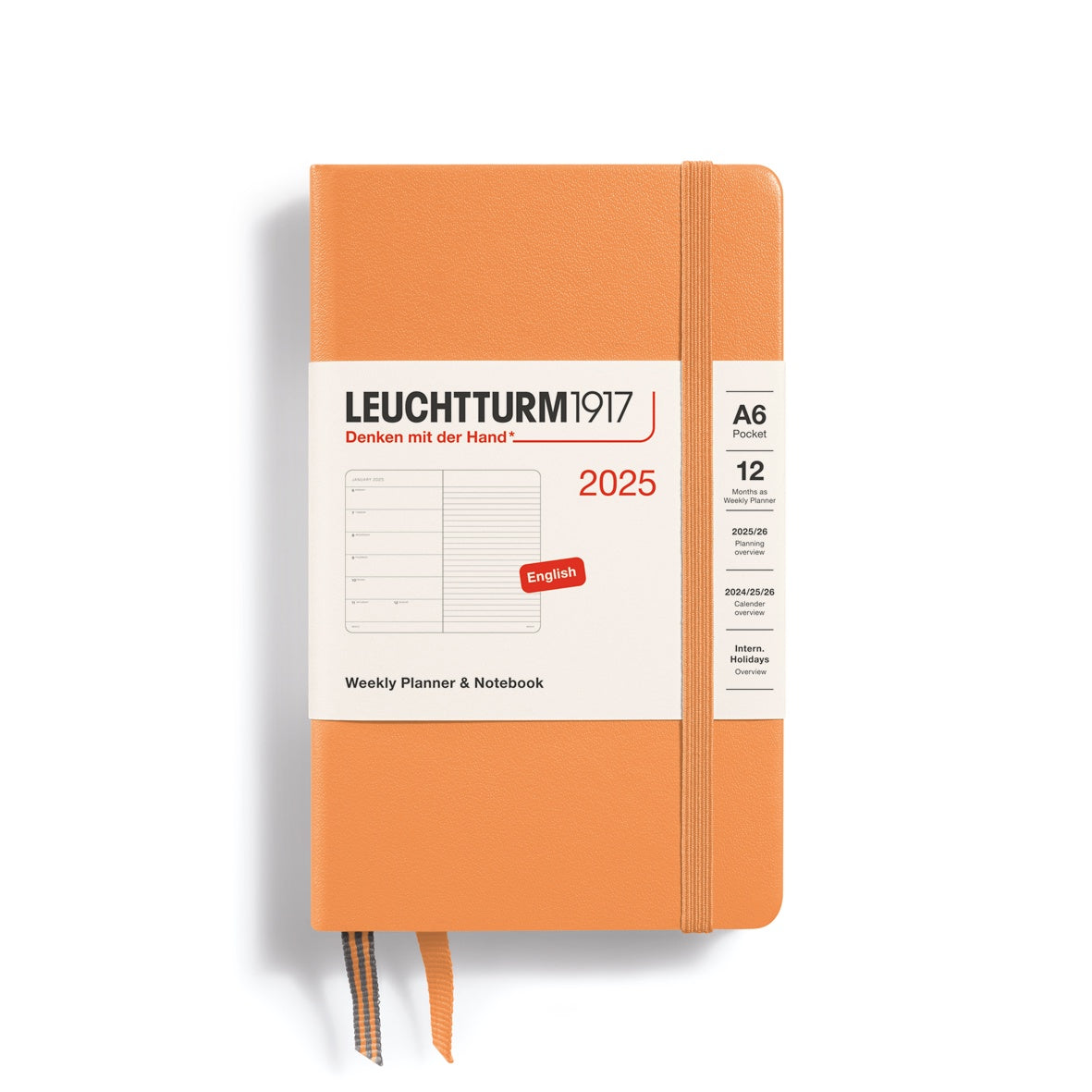 Leuchtturm1917 Weekly Planner & Notebook Hard Cover Pocket A6 2025 Apricot