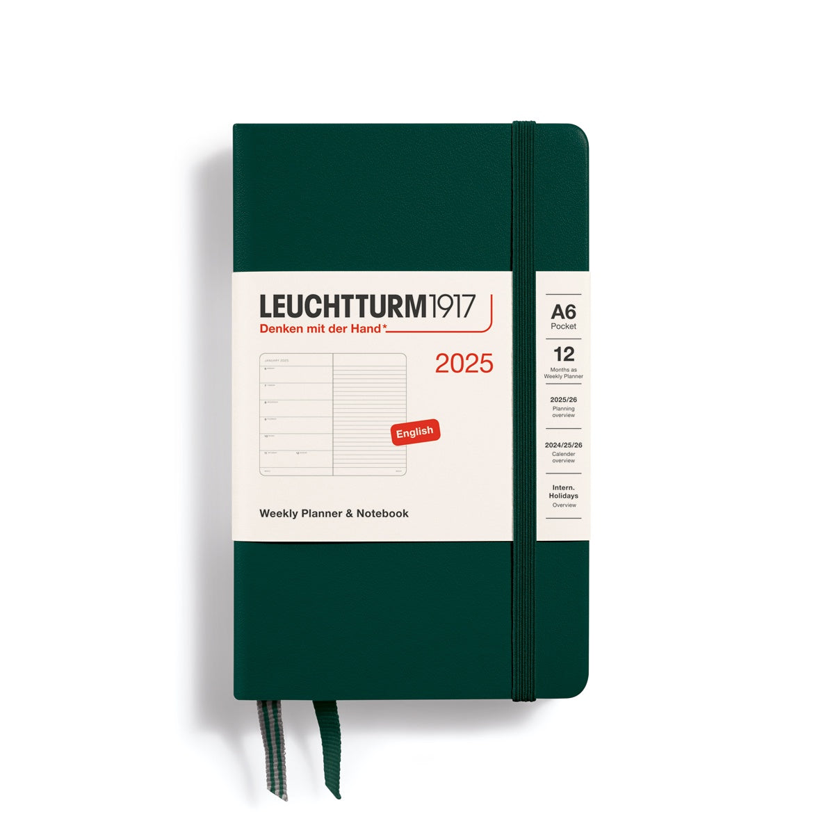 Leuchtturm1917 Weekly Planner & Notebook Hard Cover Pocket A6 2025 Forest Green