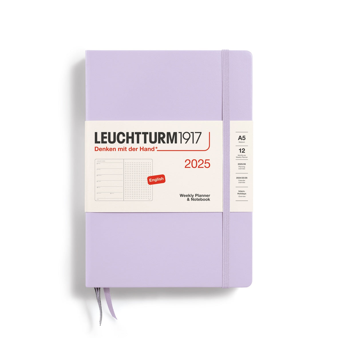 Leuchtturm1917 Weekly Planner & Notebook Dotted Hard Cover Medium A5 2025 Lilac