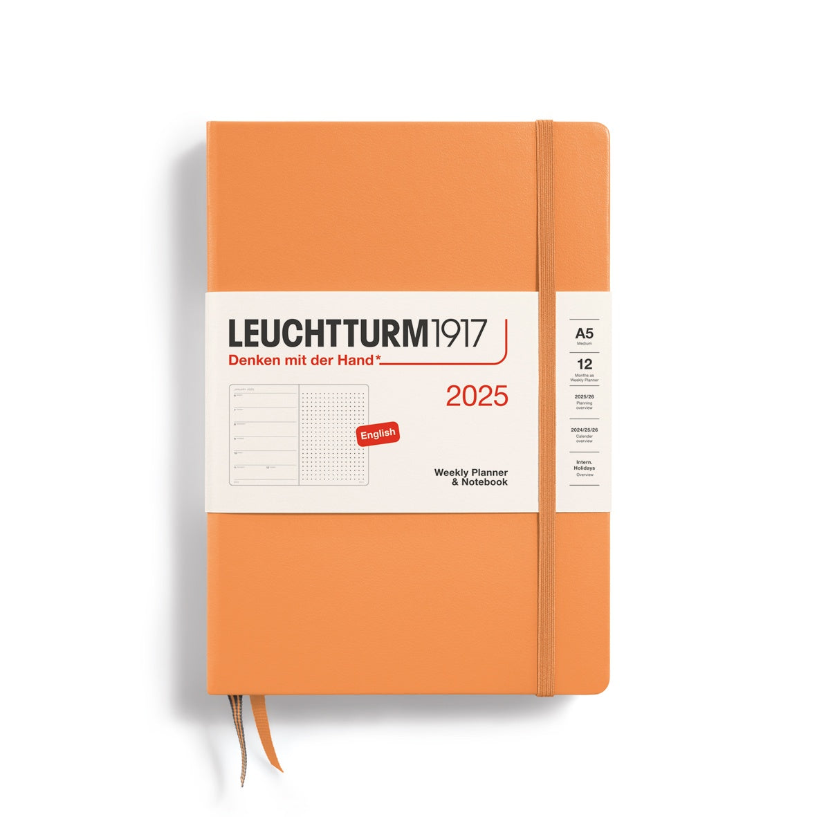 Leuchtturm1917 Weekly Planner & Notebook Dotted Hard Cover Medium A5 2025 Apricot