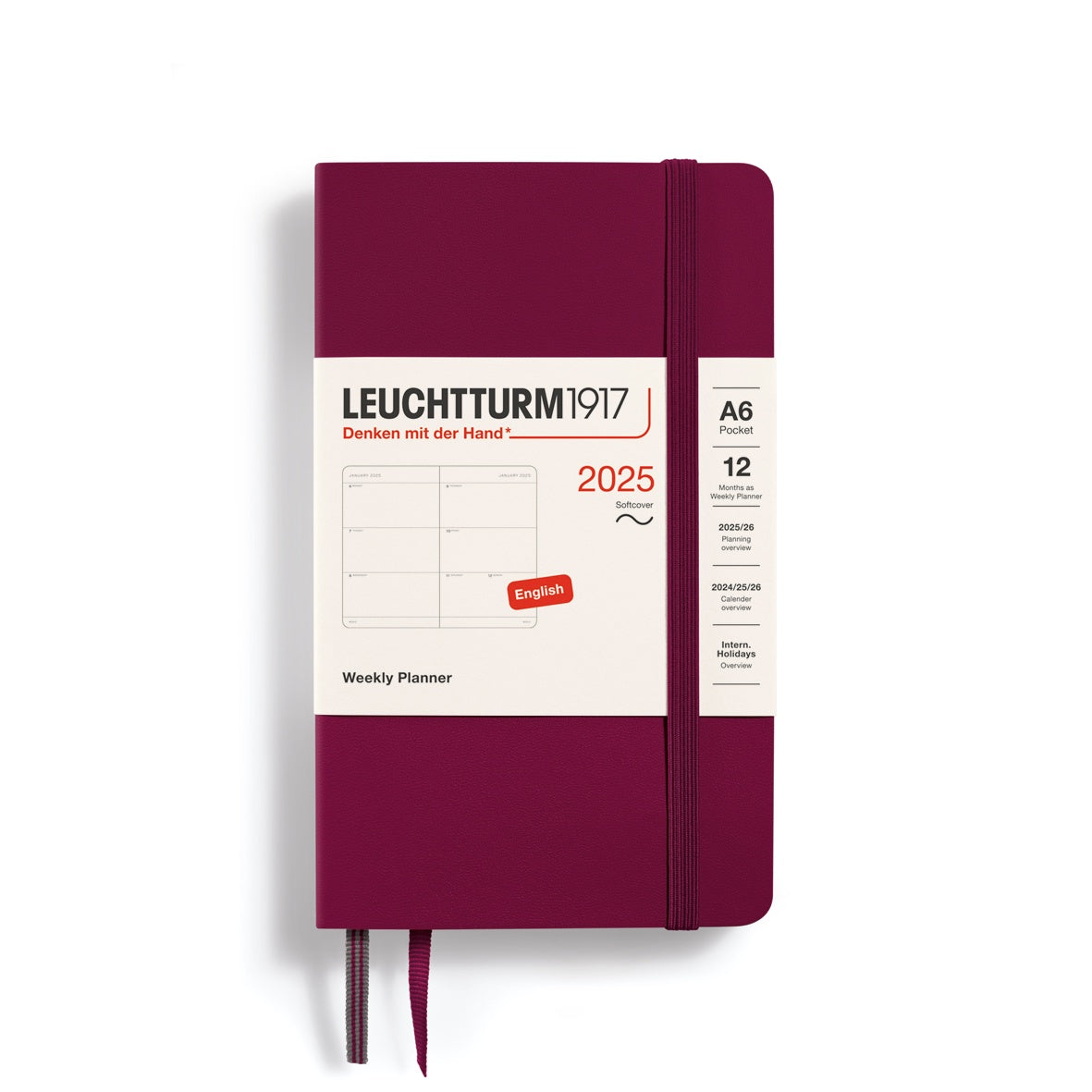 leuchtturm1917 weekly planner soft cover pocket a6 2025 port red