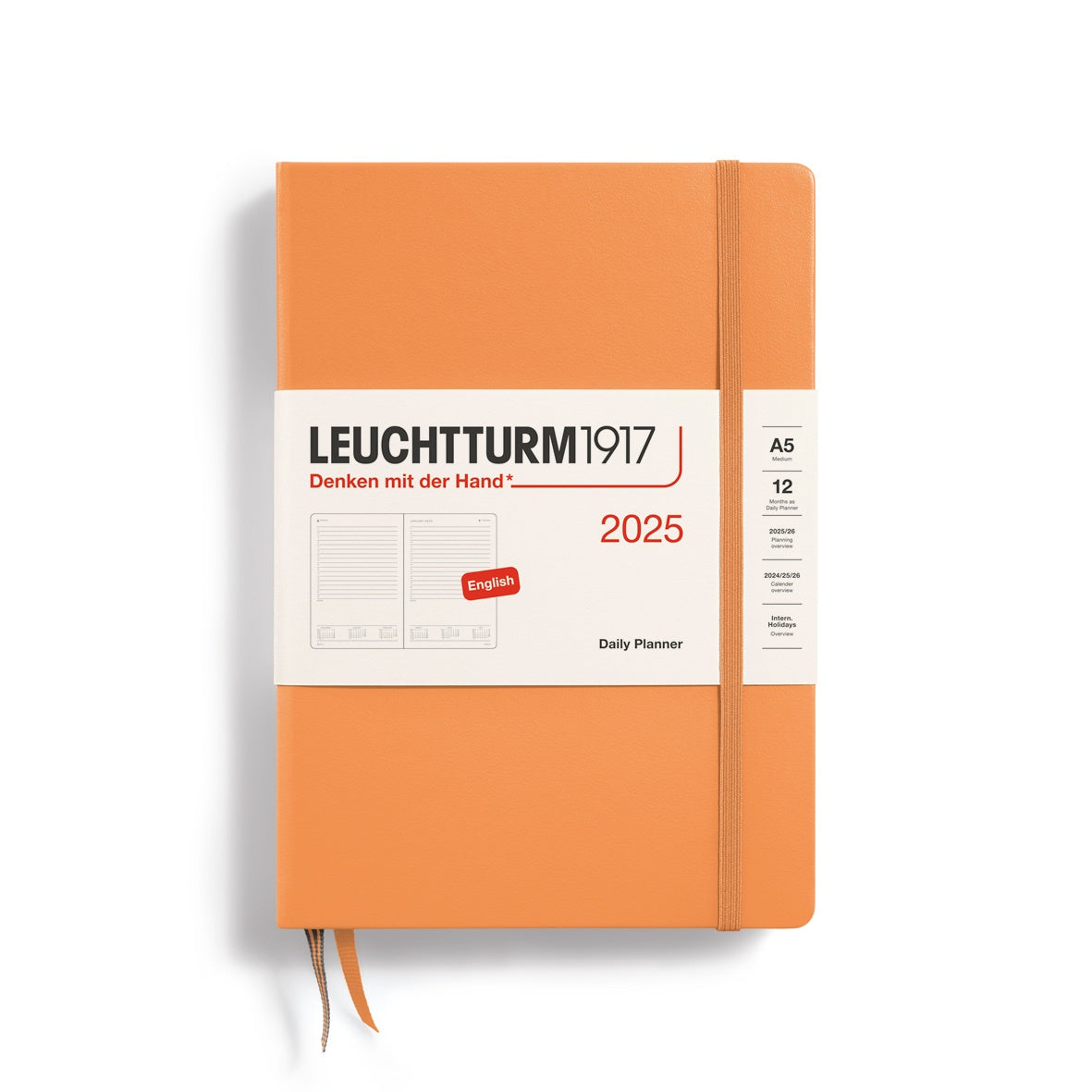 Leuchtturm1917 Daily Planner Hard Cover Medium A5 2025 Apricot