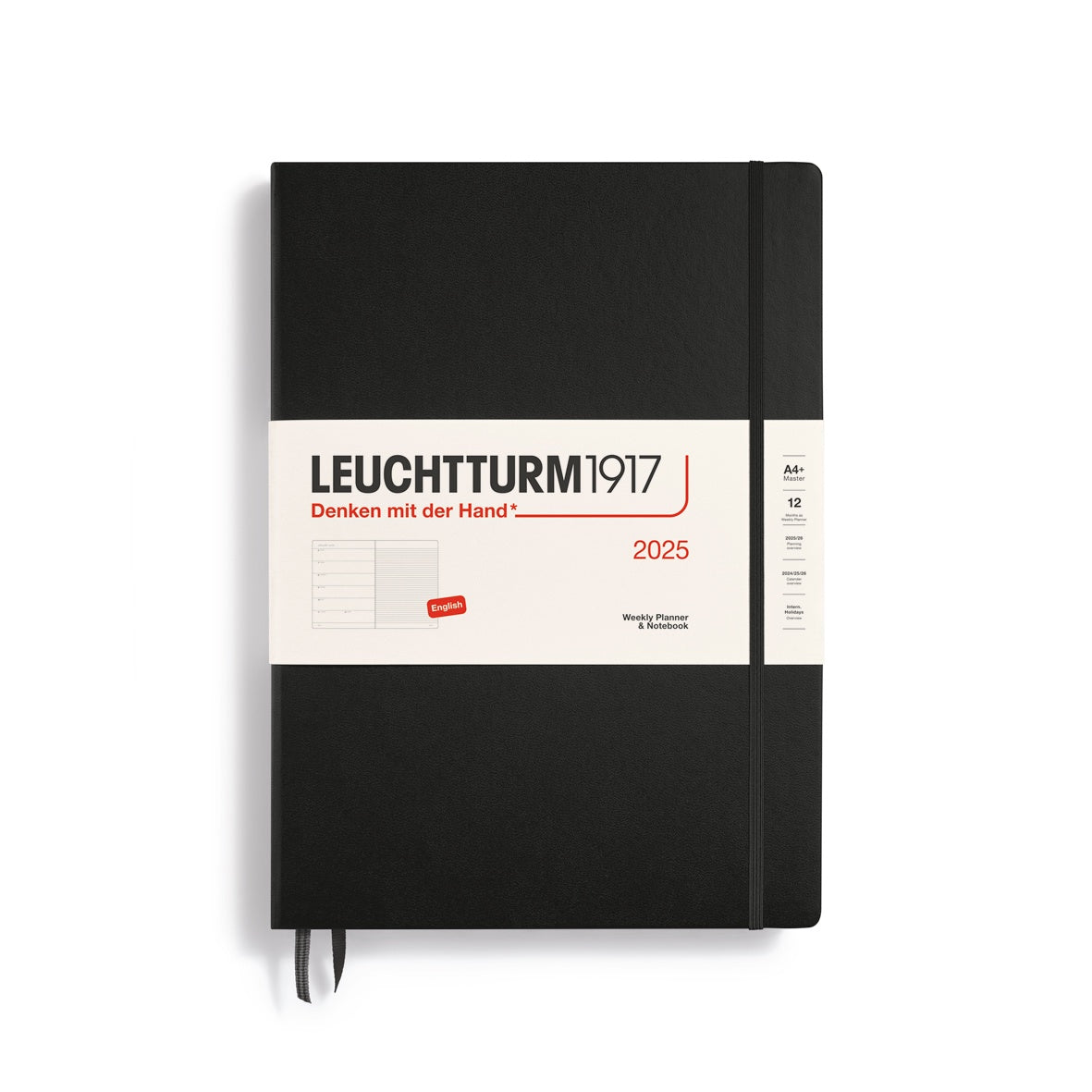 Leuchtturm1917 Weekly Planner & Notebook Dotted Hard Cover Master A4+ 2025 Black