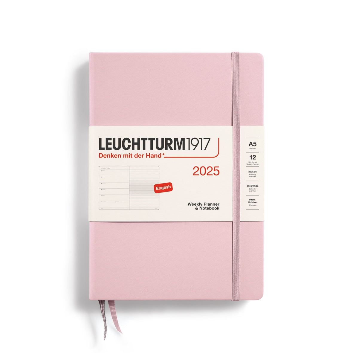 Leuchtturm1917 Weekly Planner & Notebook Hard Cover Medium A5 2025 Powder